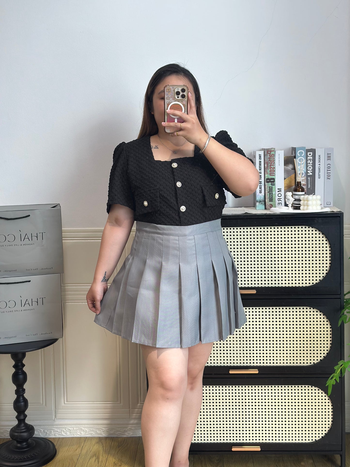 大码高腰百褶裙 #TC302