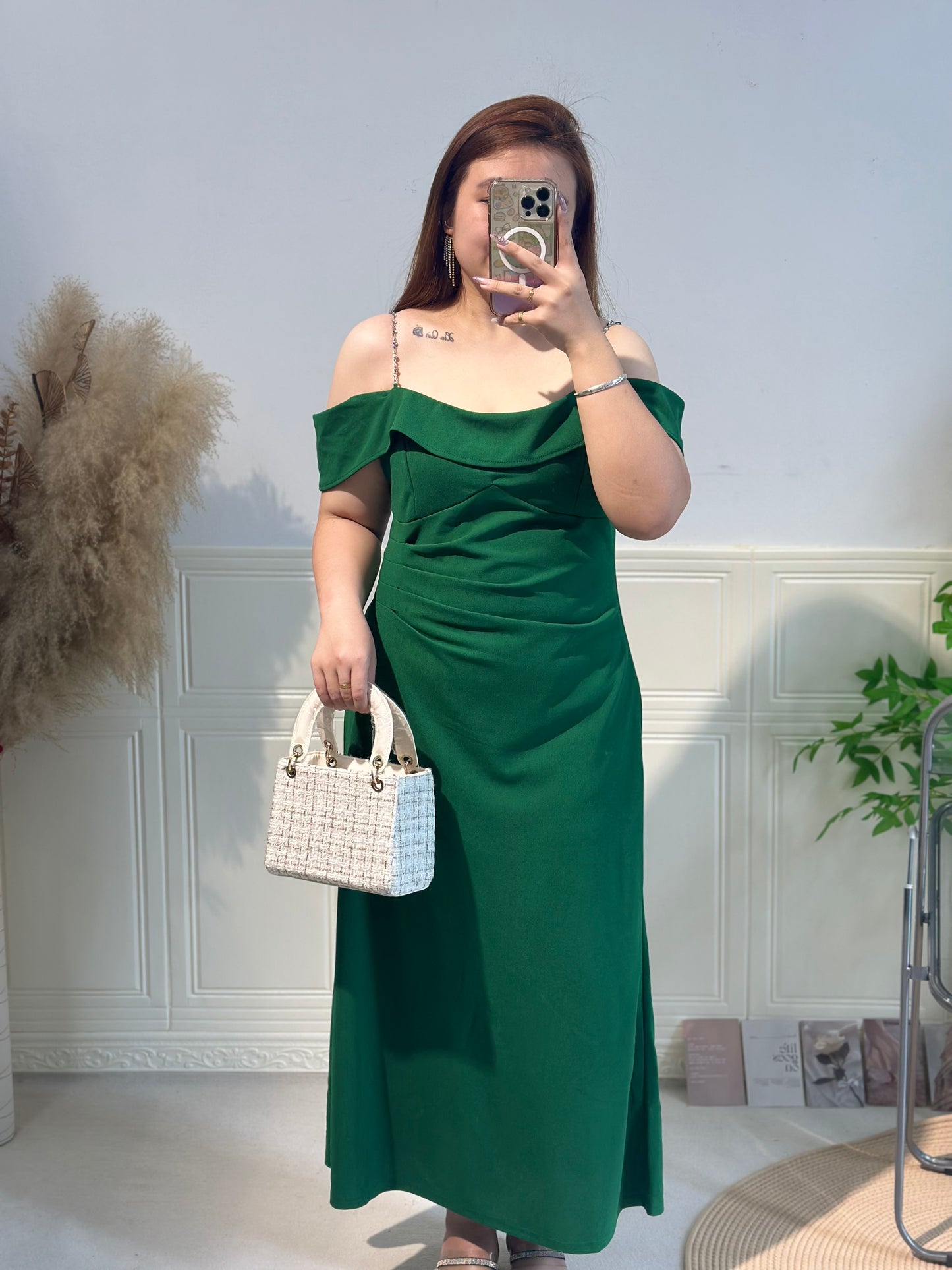 韩系气质一字肩晚宴长裙 #TC251