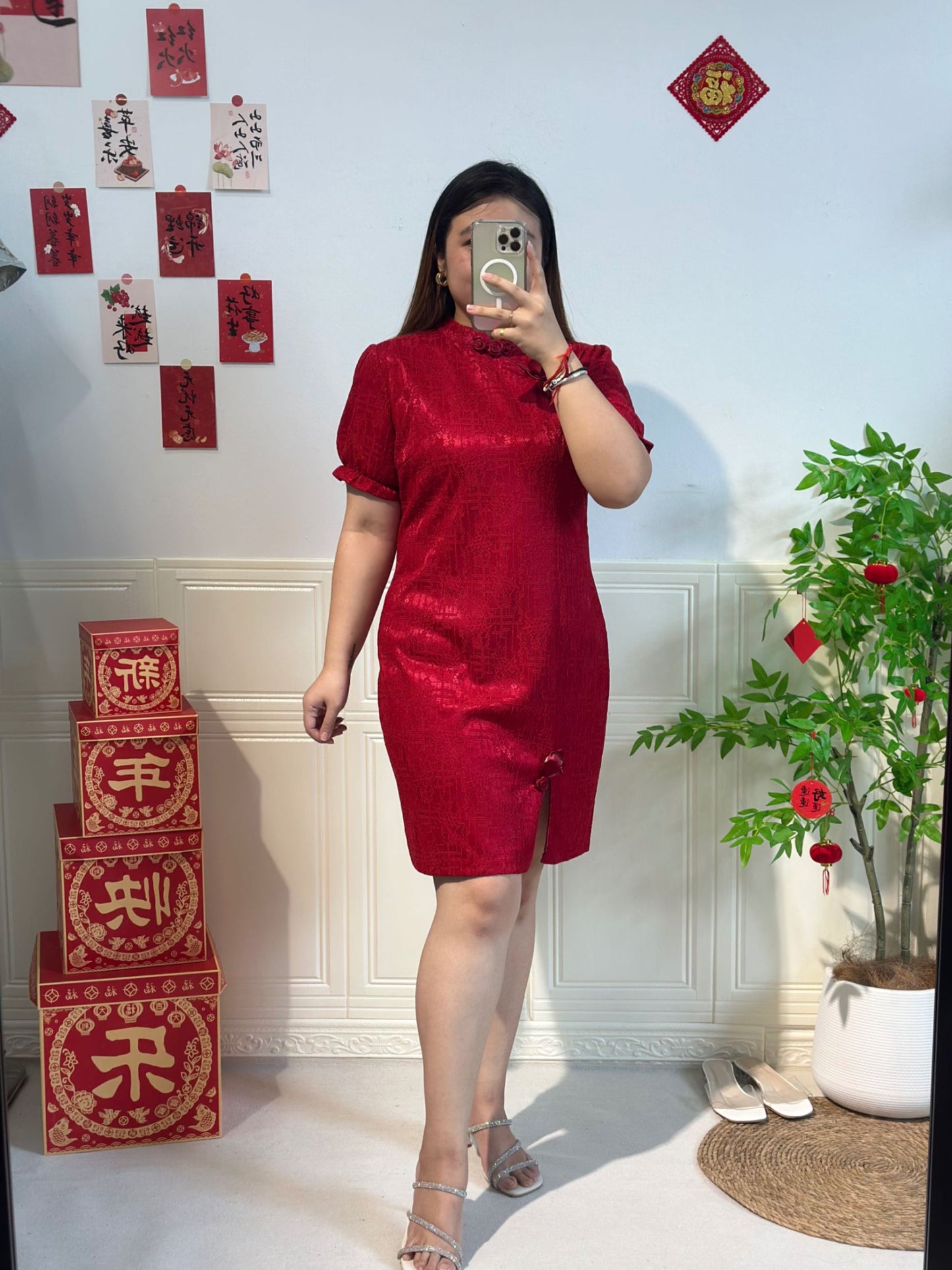 新中式蕾丝玫瑰旗袍 #TC197