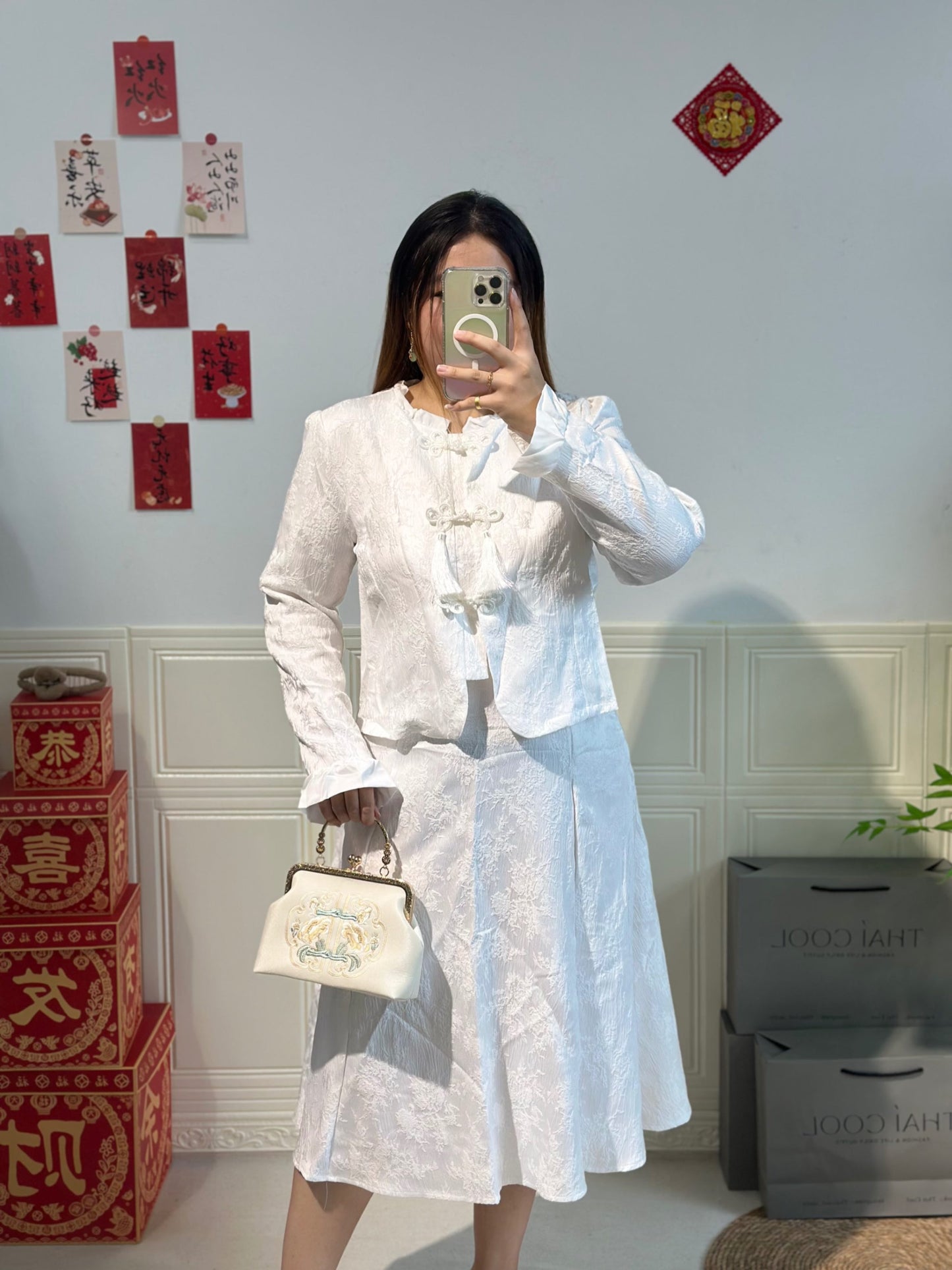 🪭新中式国风提花旗袍两件套🧨 #TC161