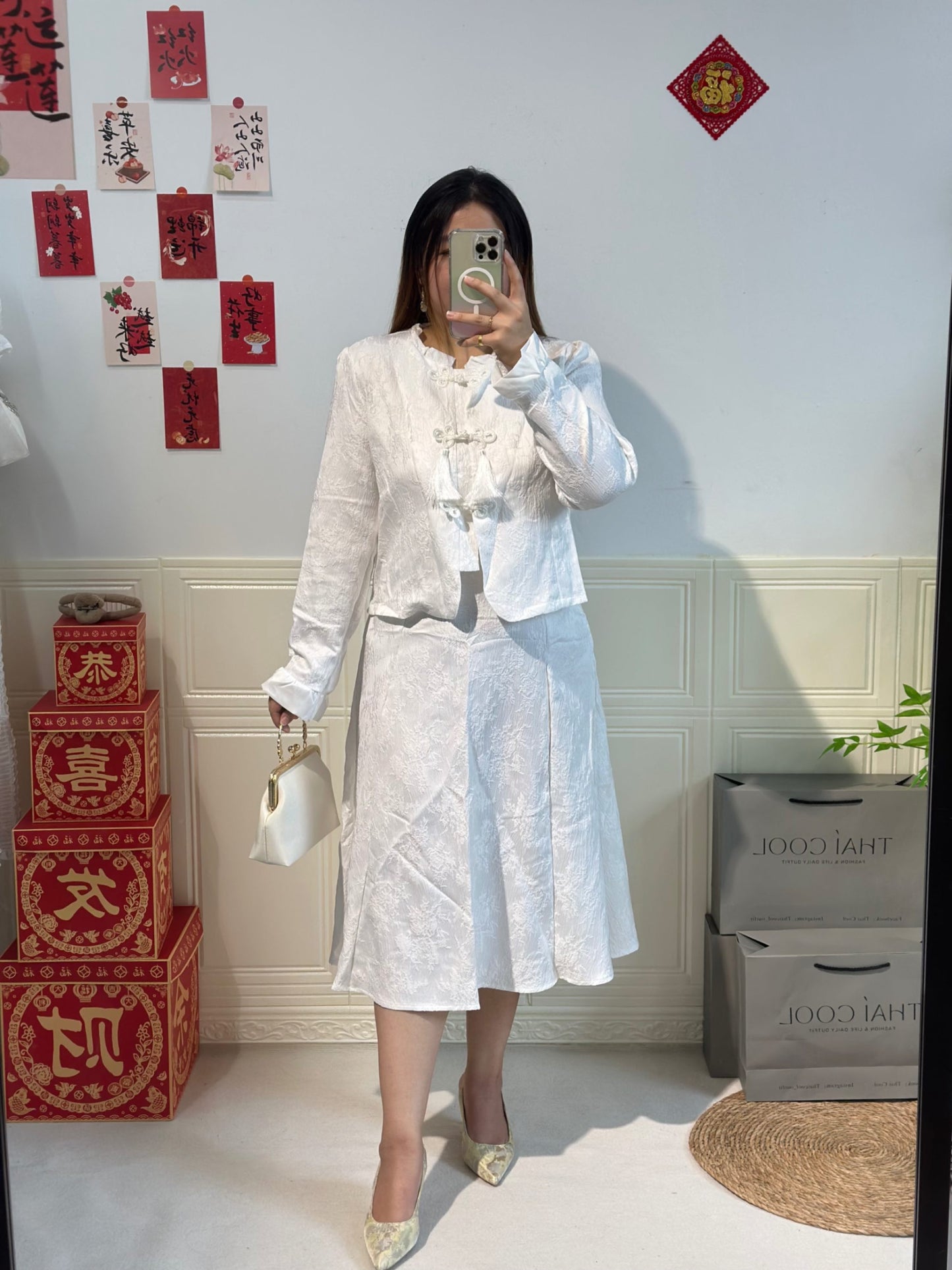 🪭新中式国风提花旗袍两件套🧨 #TC161