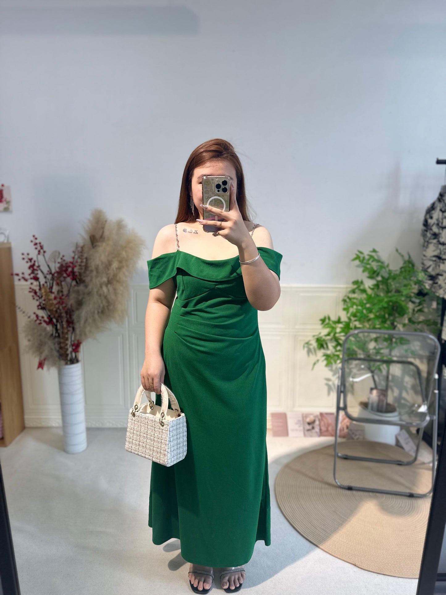 韩系气质一字肩晚宴长裙 #TC251