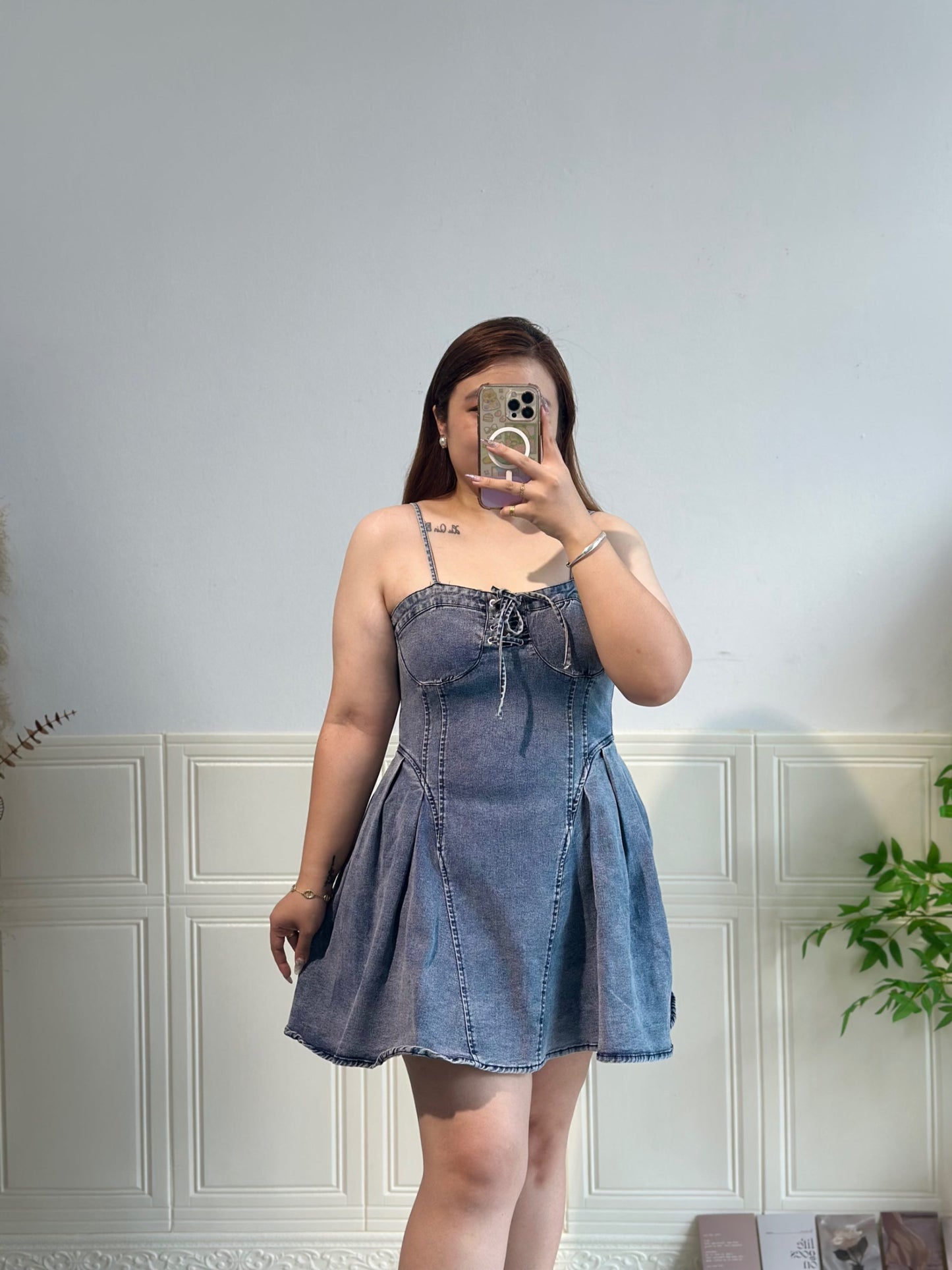 牛仔吊带连衣裙 #AX434