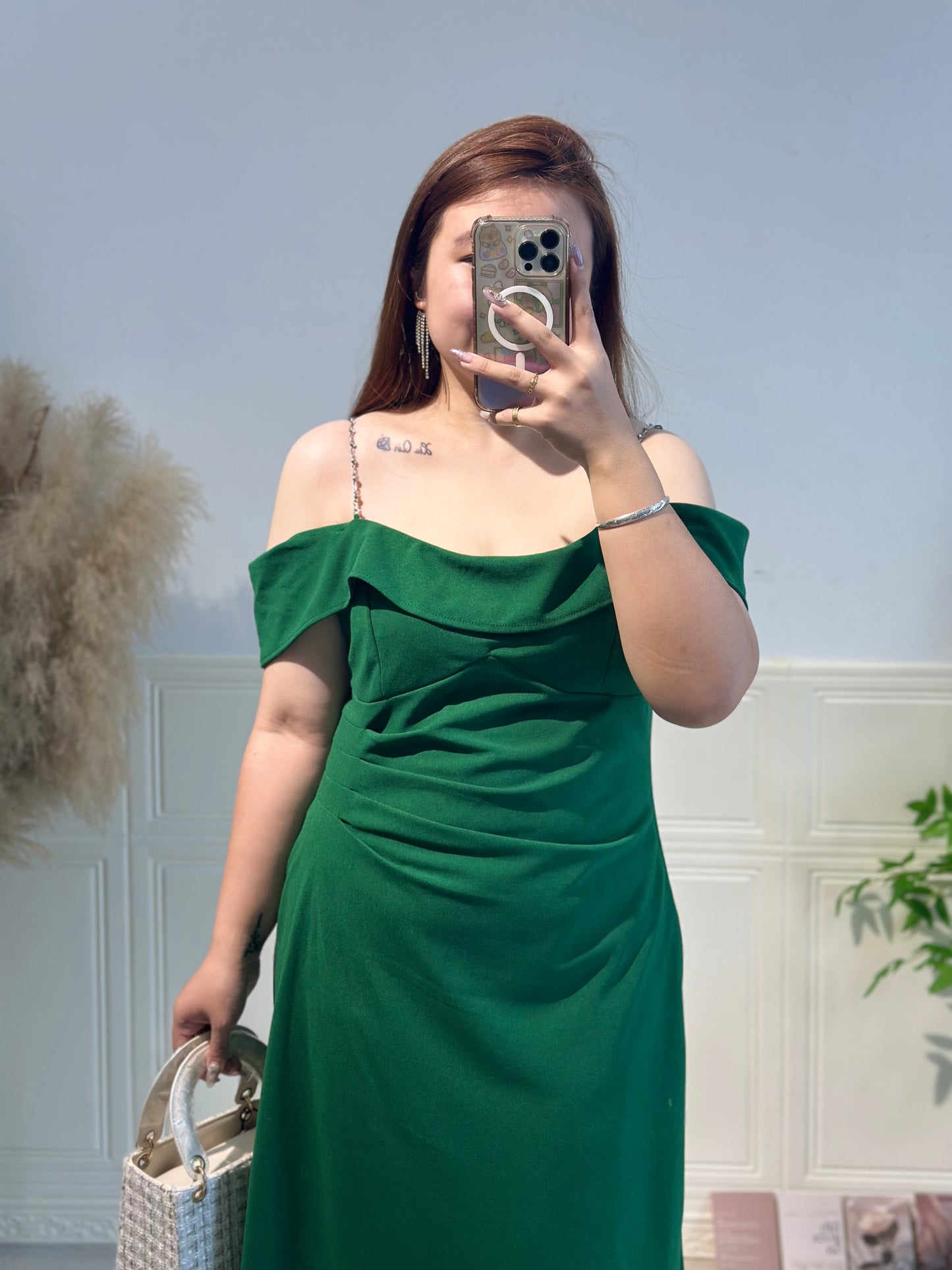 韩系气质一字肩晚宴长裙 #TC251