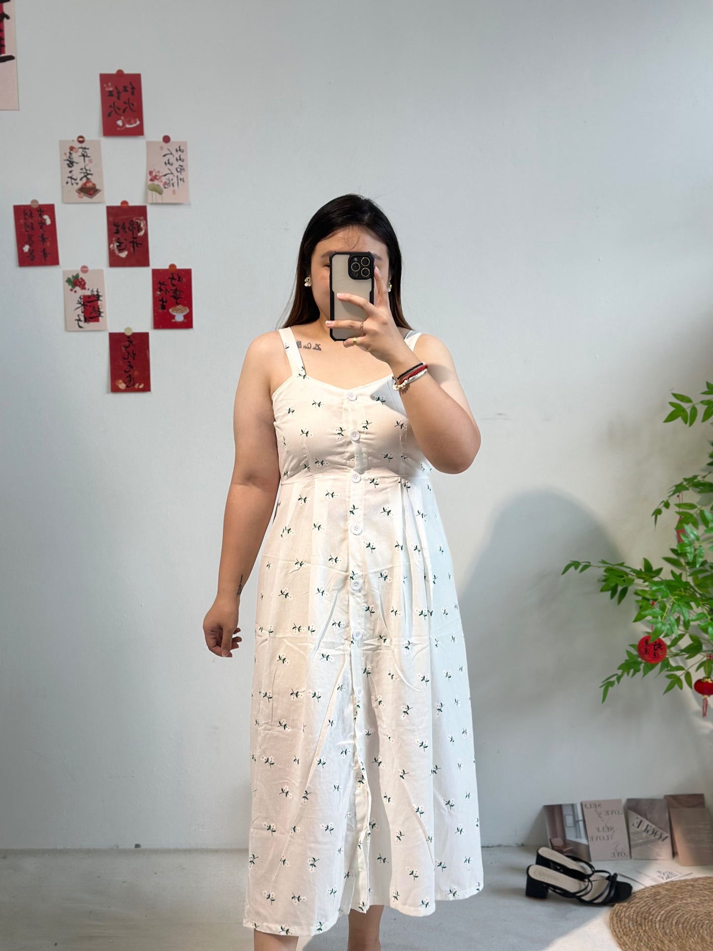 碎花吊带连衣长裙 #TC124