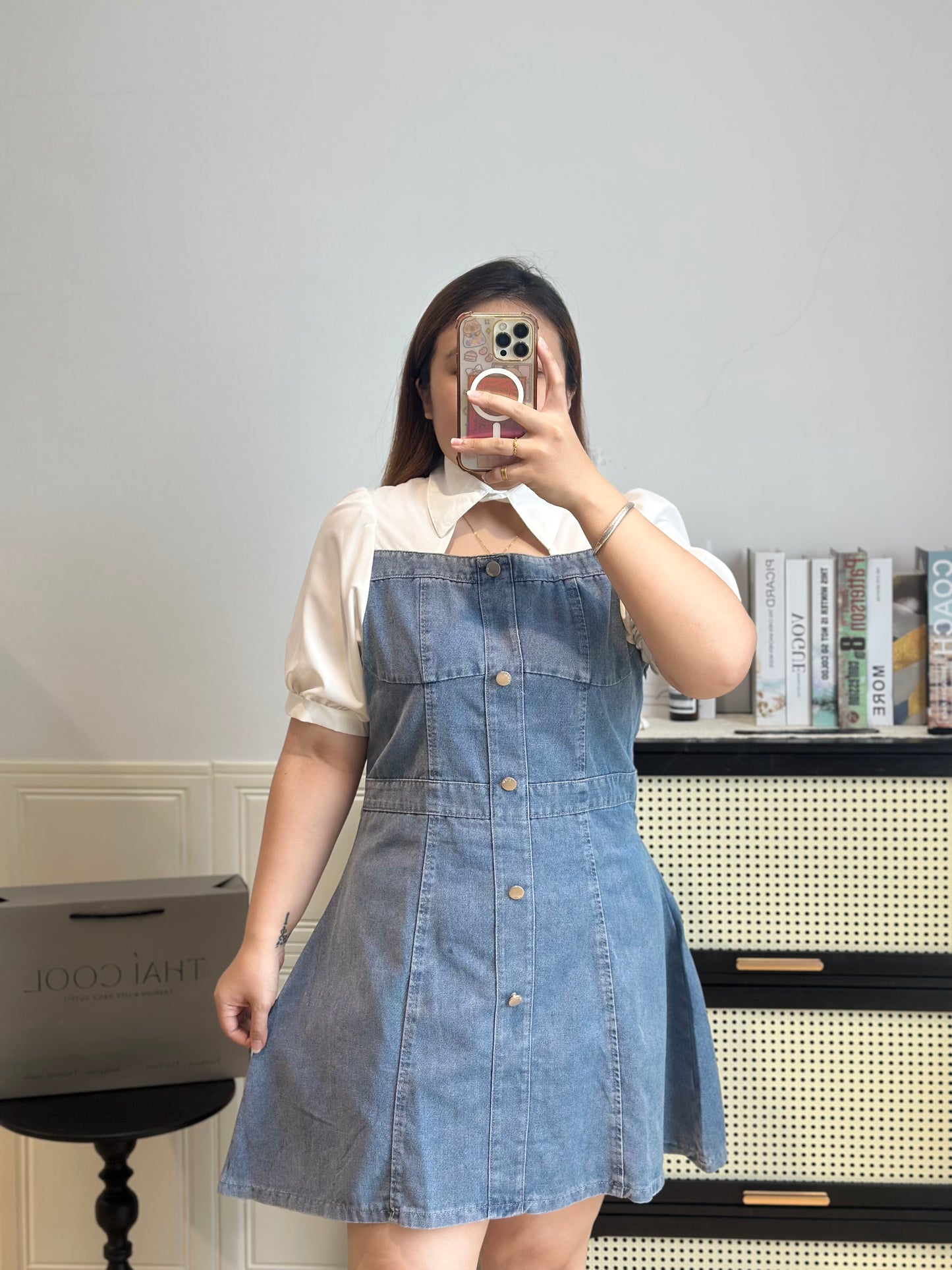 法式复古牛仔连身裙 #TC285