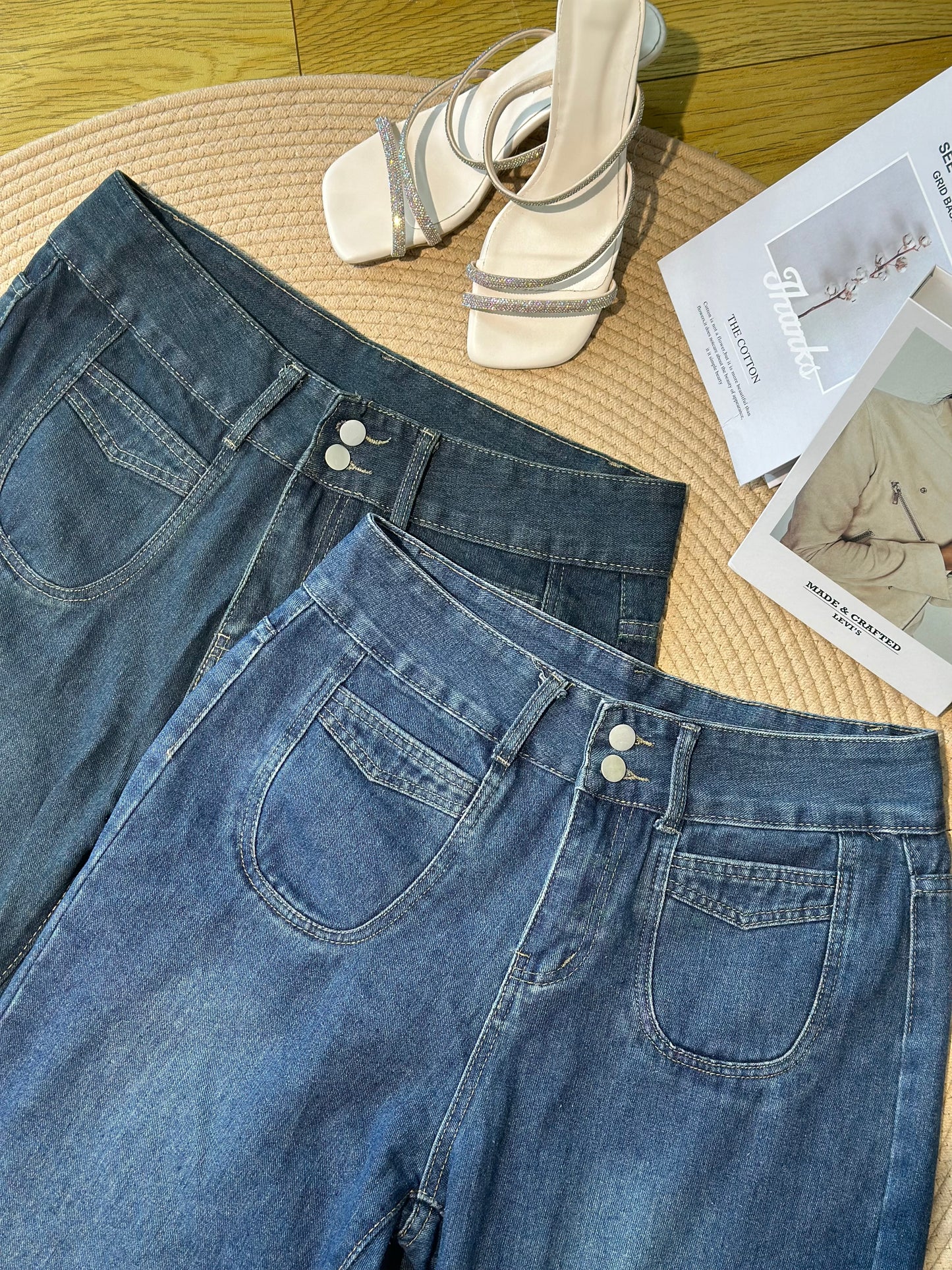 高腰直筒阔腿牛仔长裤 #TC287