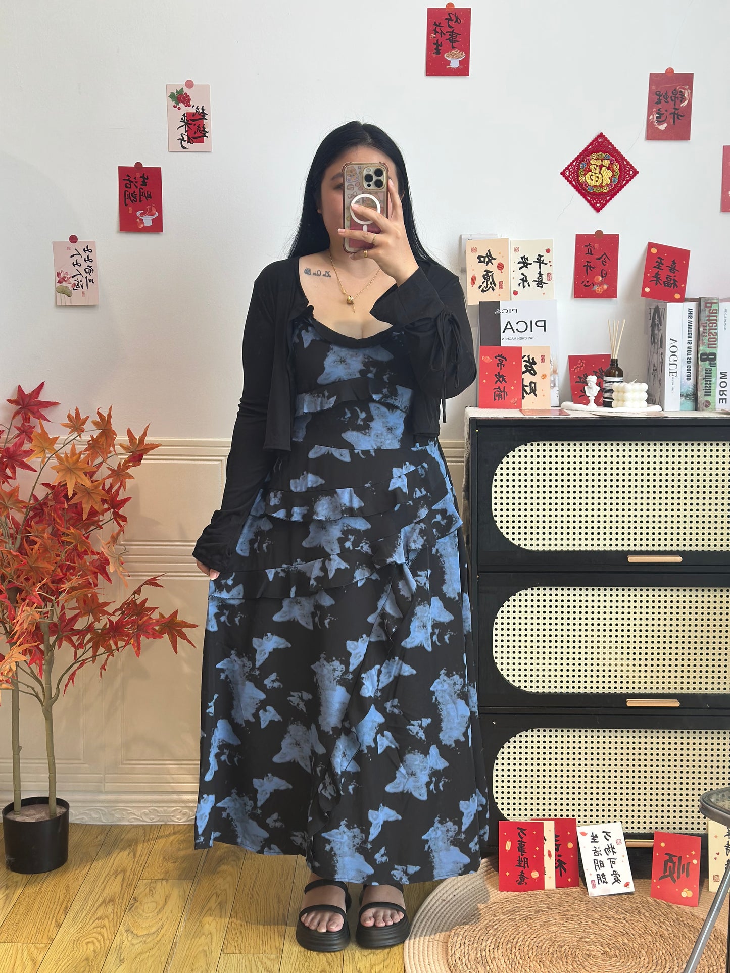 新中式蝴蝶水墨连衣裙 #TC317