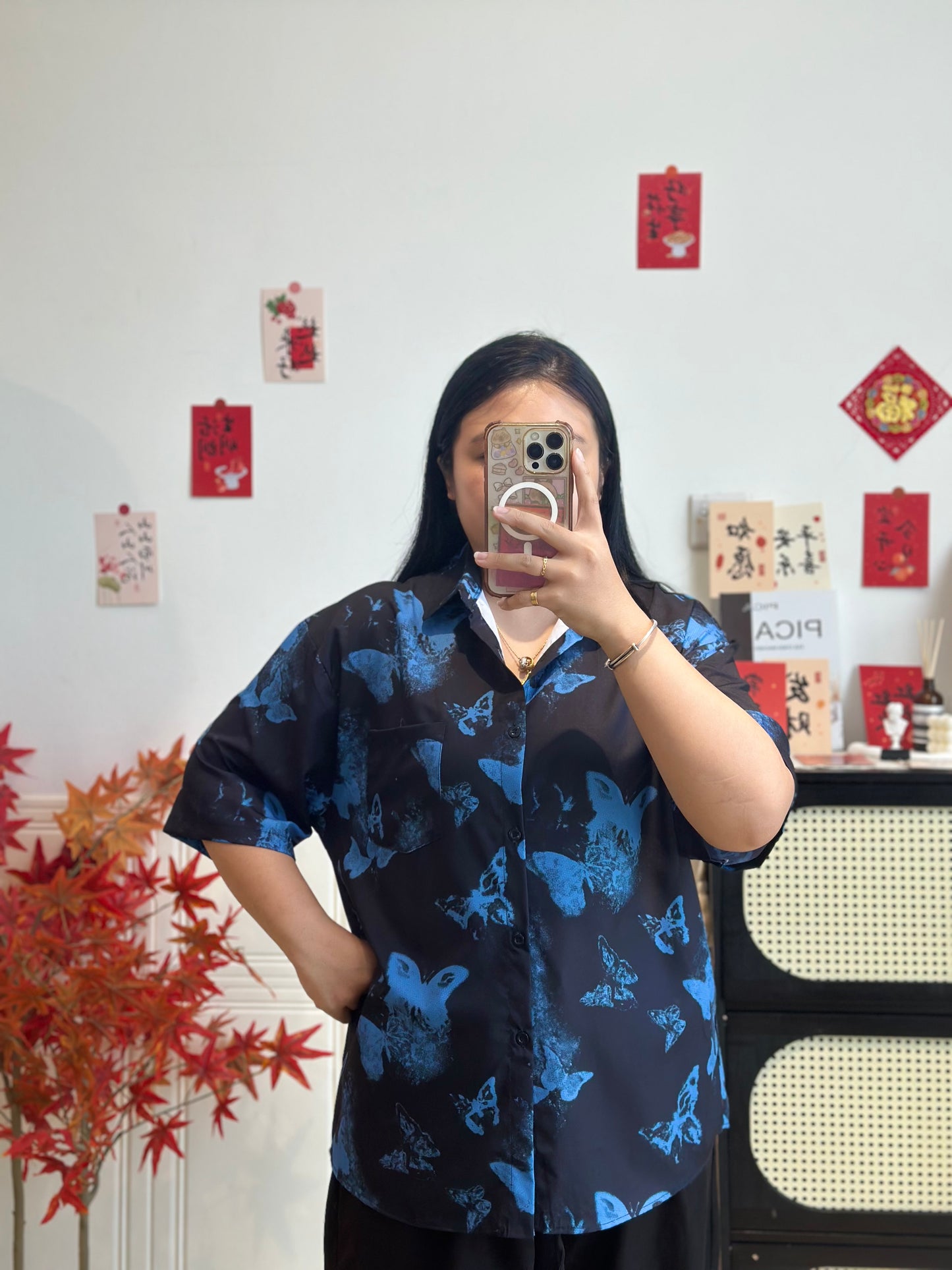 新中式男士蝴蝶水墨衬衫 #TC318