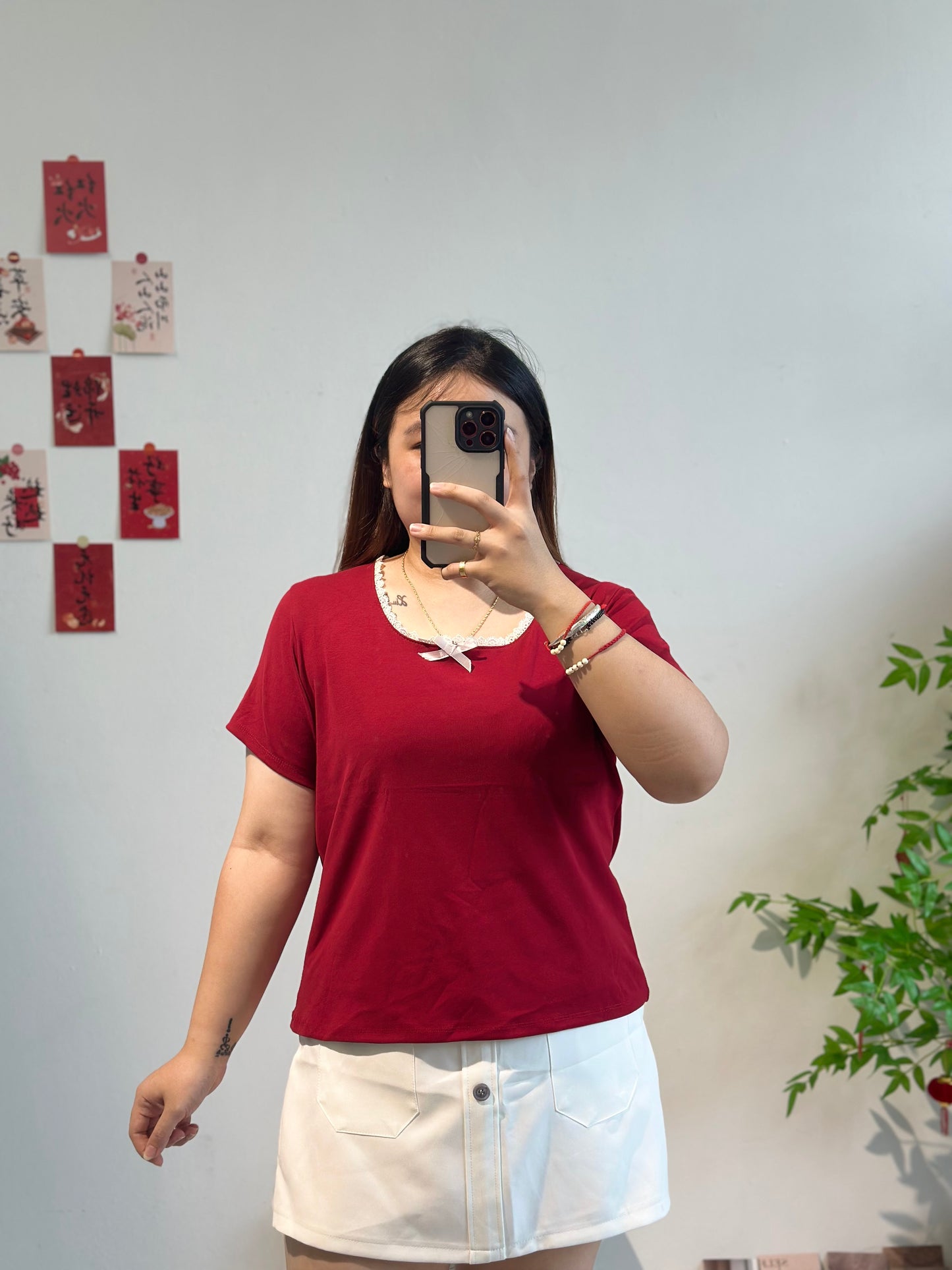 蕾丝边蝴蝶结上衣 #TC129