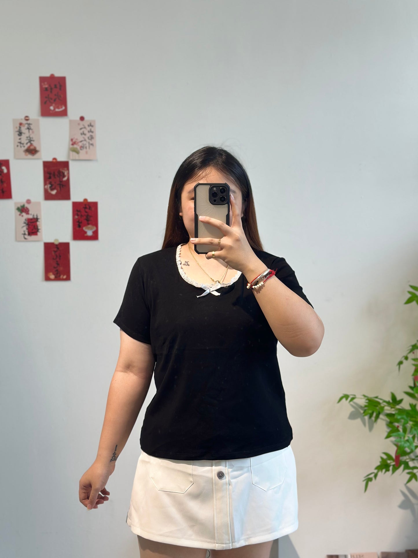 蕾丝边蝴蝶结上衣 #TC129