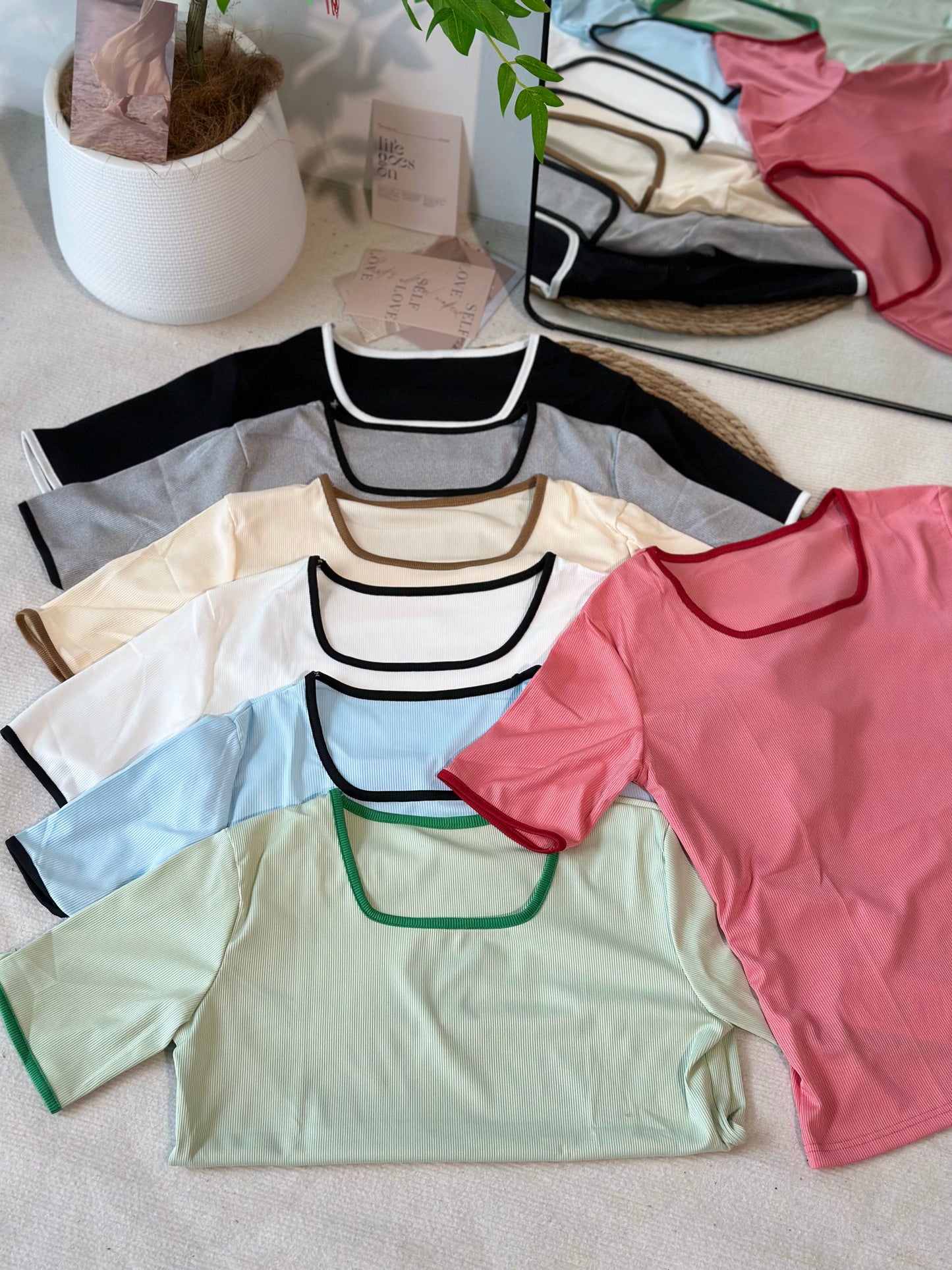 简约方领上衣 #ZB48