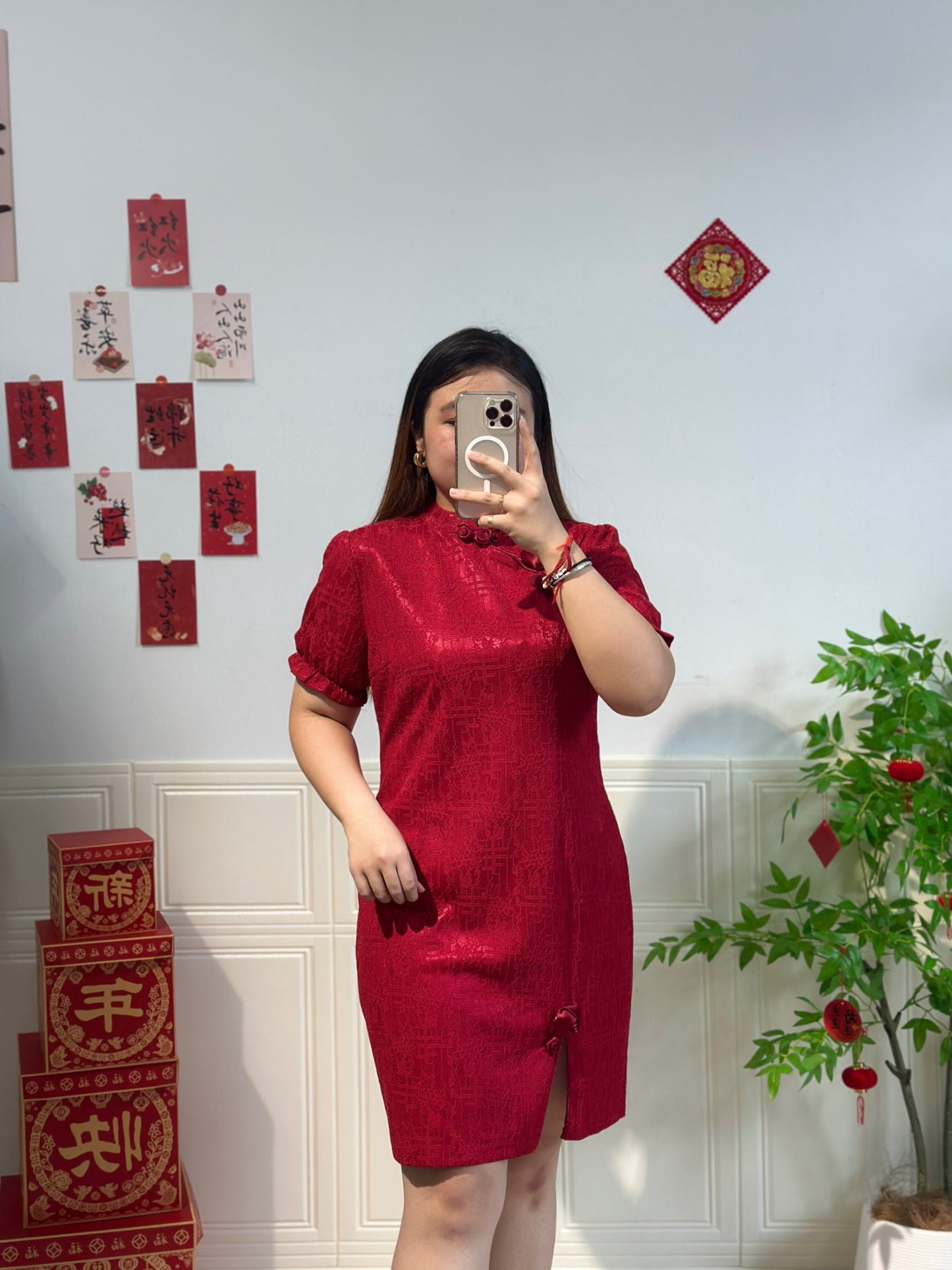 新中式蕾丝玫瑰旗袍 #TC197