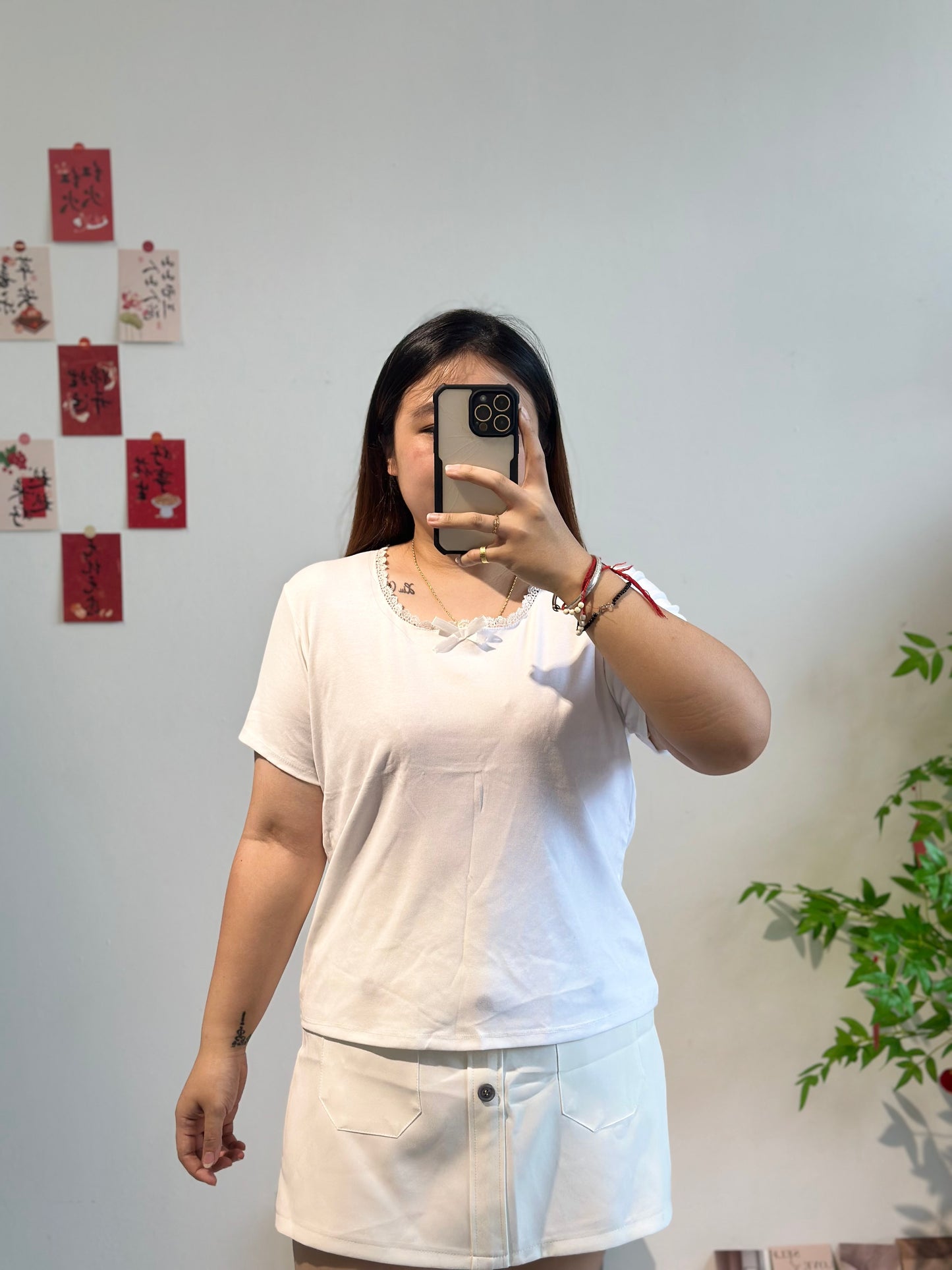 蕾丝边蝴蝶结上衣 #TC129