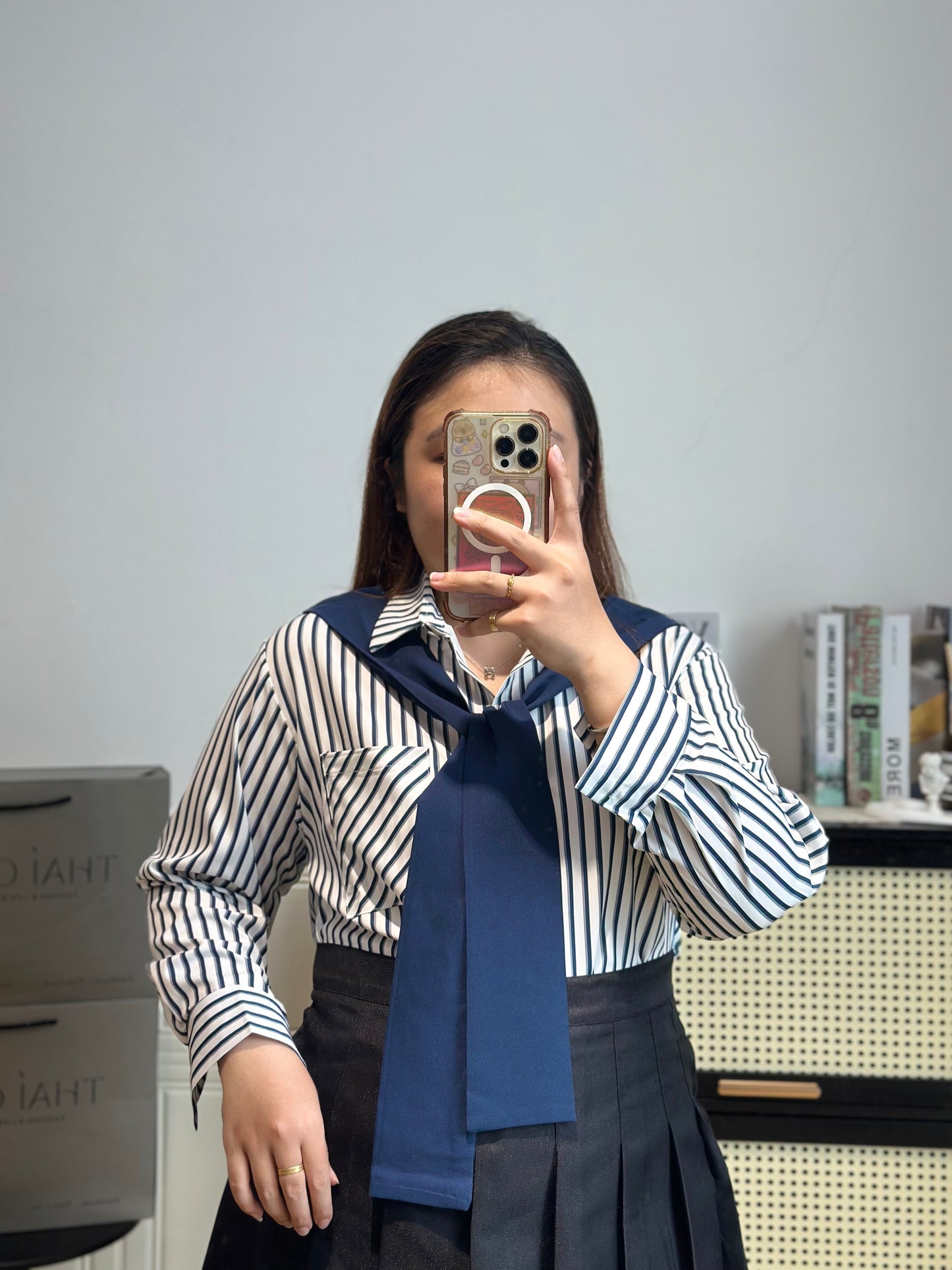 韩系假两件披肩衬衫 #TC299