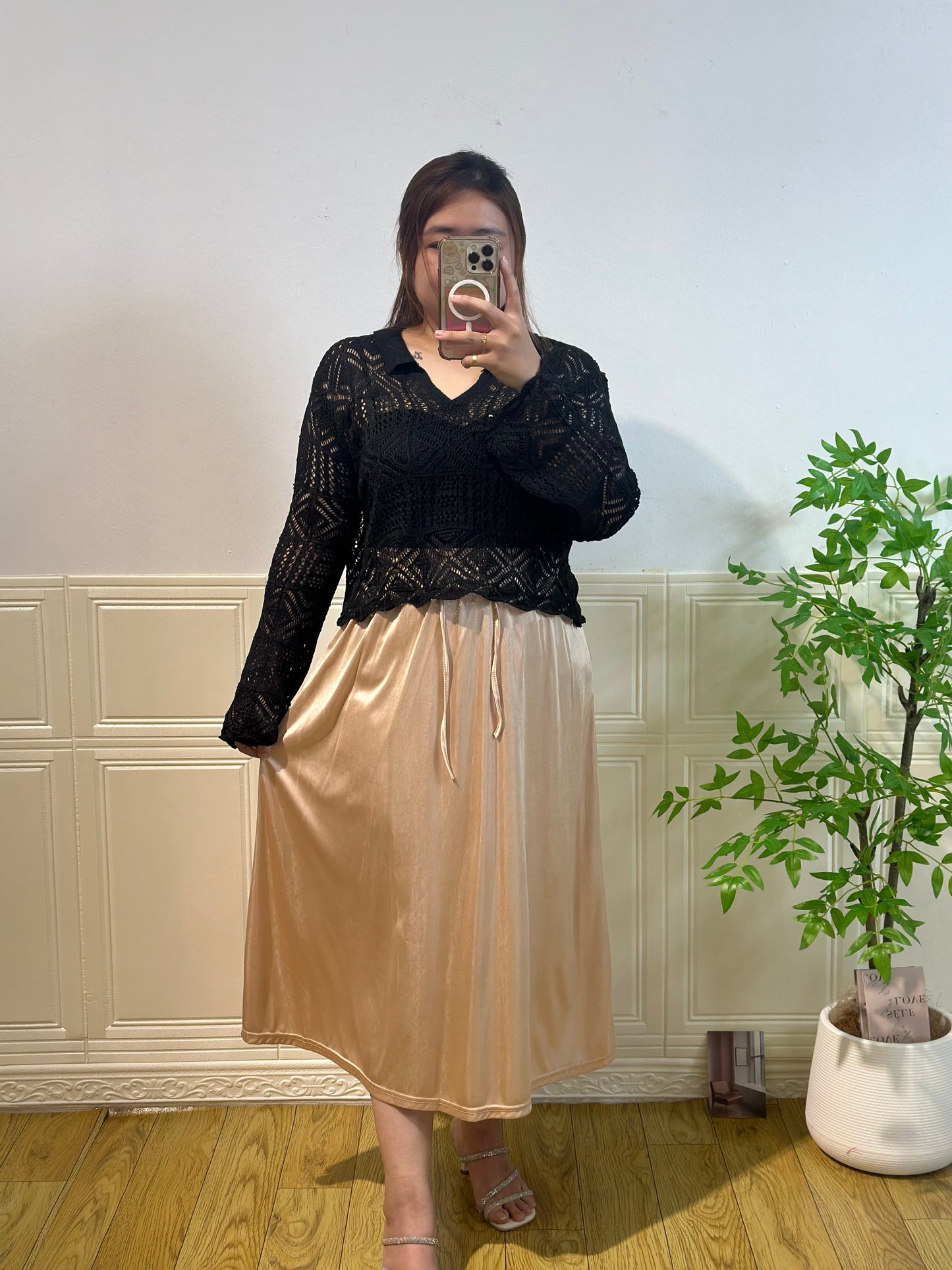 冰丝缎面半身裙 #TC264