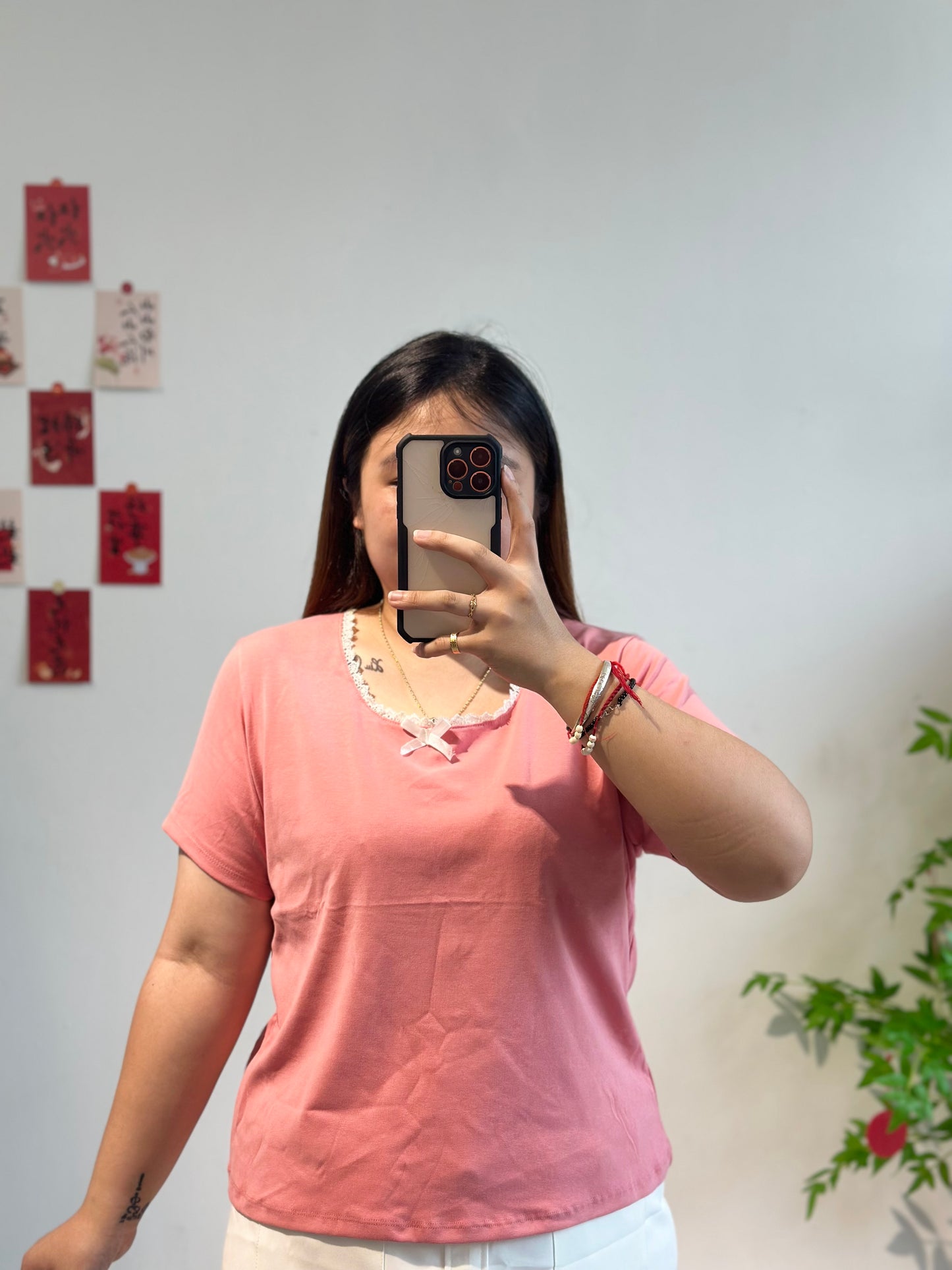 蕾丝边蝴蝶结上衣 #TC129