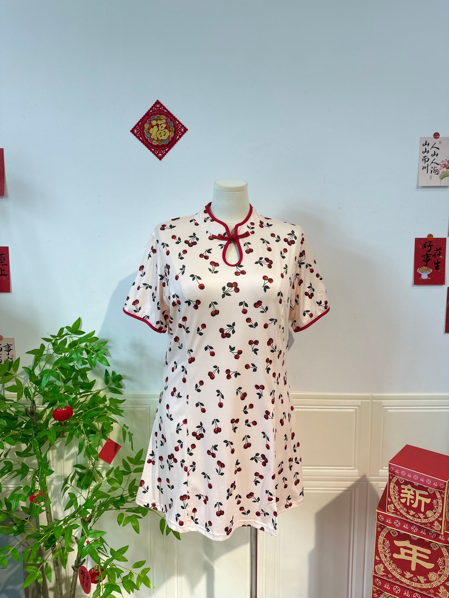 新中式车厘子旗袍 #TC200