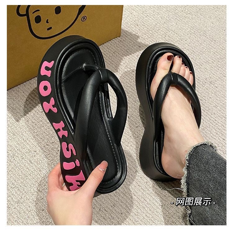 Ins风人字厚底拖鞋 #X6624