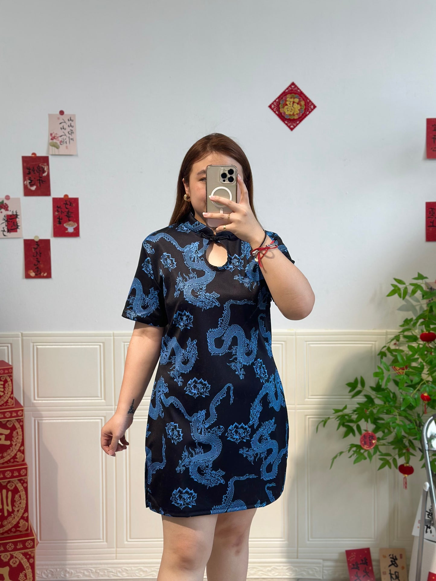 新中式冰丝龙纹旗袍 #TC231