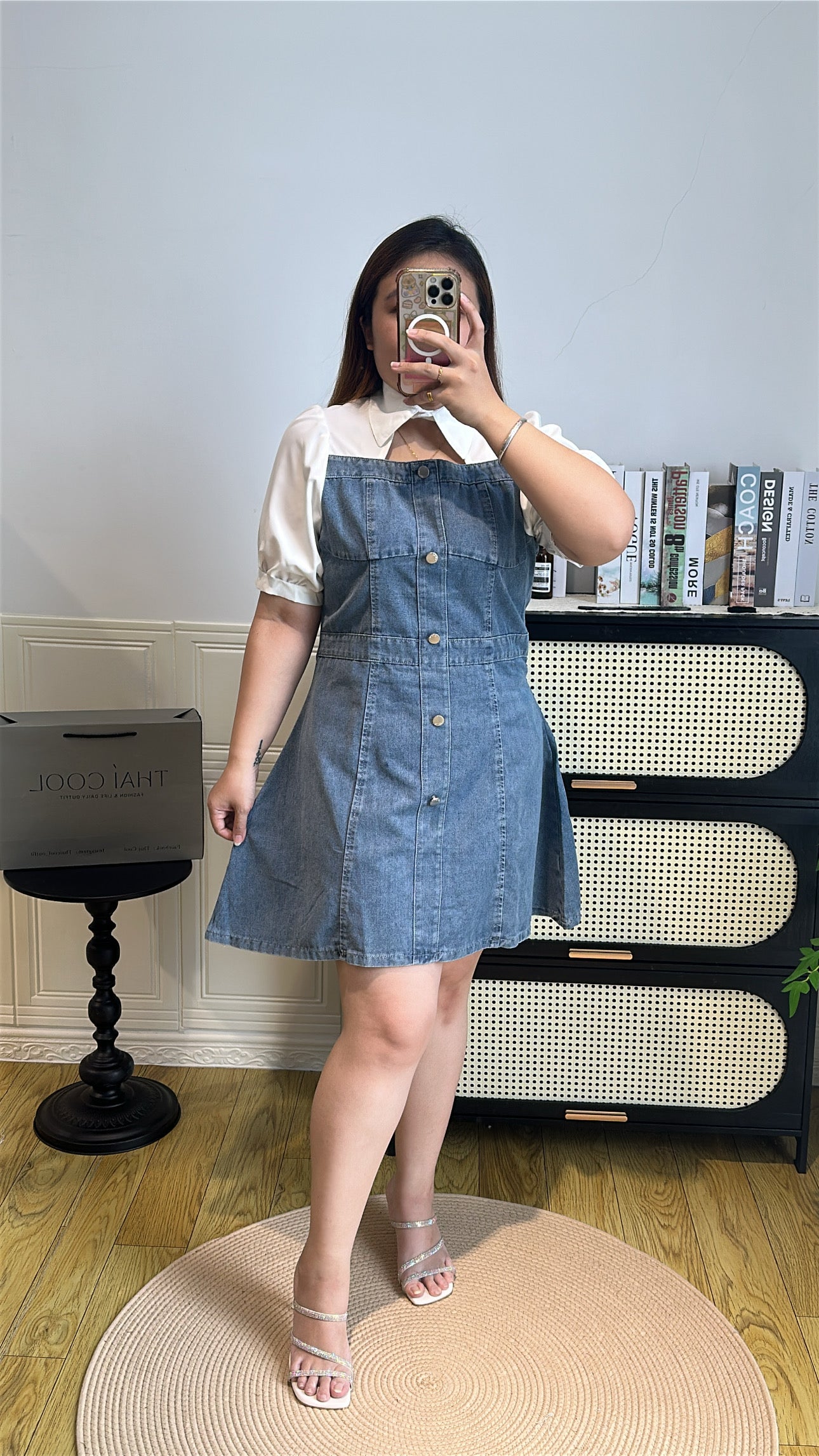 法式复古牛仔连身裙 #TC285