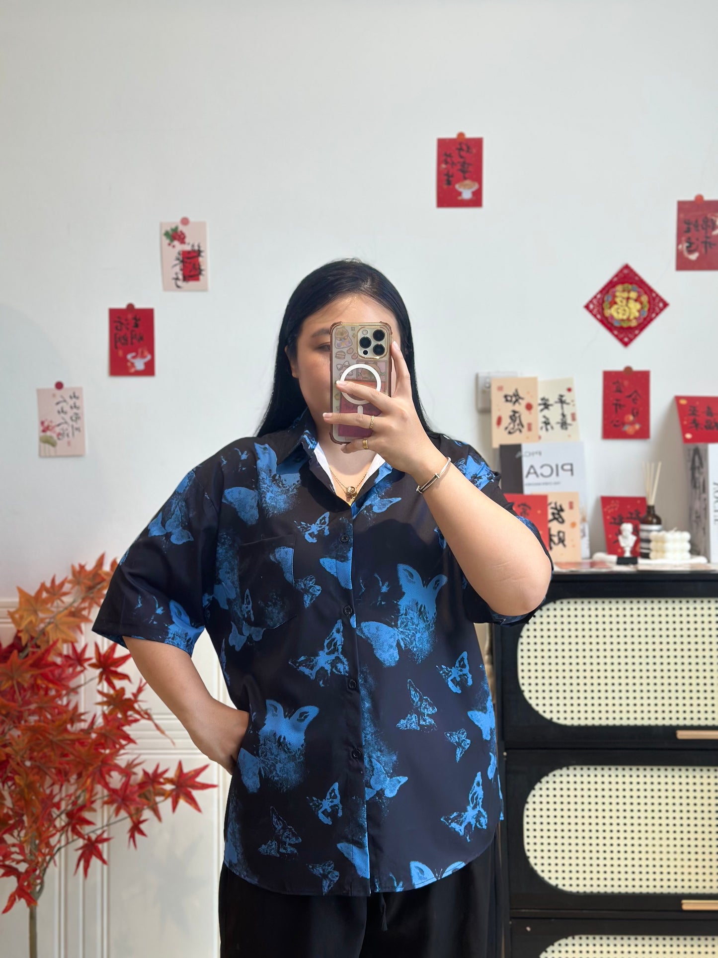 新中式男士蝴蝶水墨衬衫 #TC318