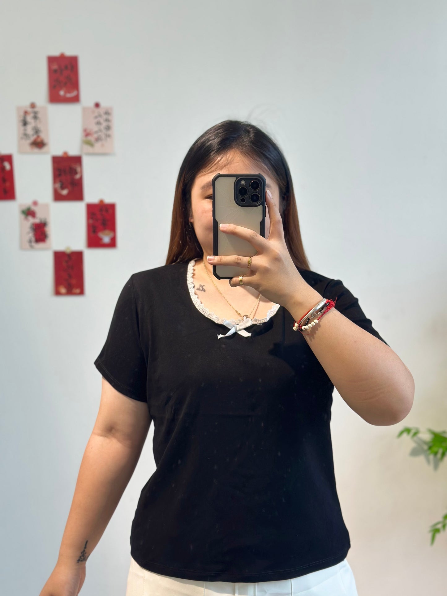 蕾丝边蝴蝶结上衣 #TC129