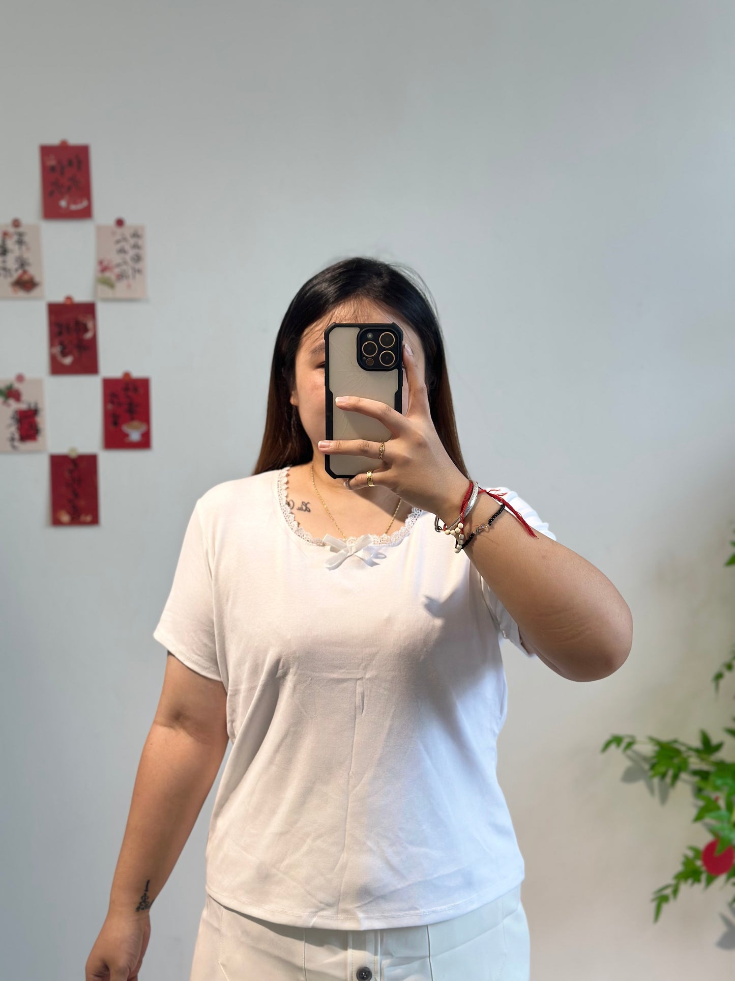 蕾丝边蝴蝶结上衣 #TC129