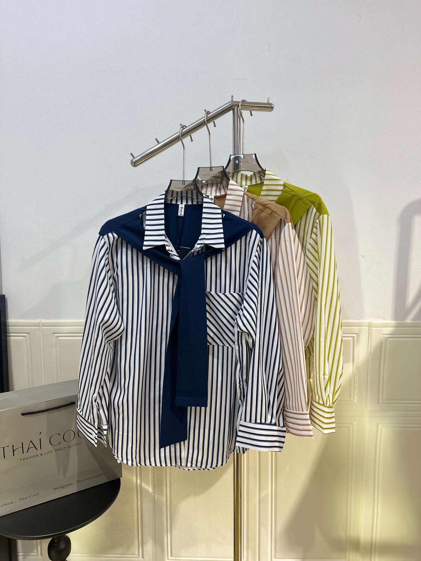 韩系假两件披肩衬衫 #TC299