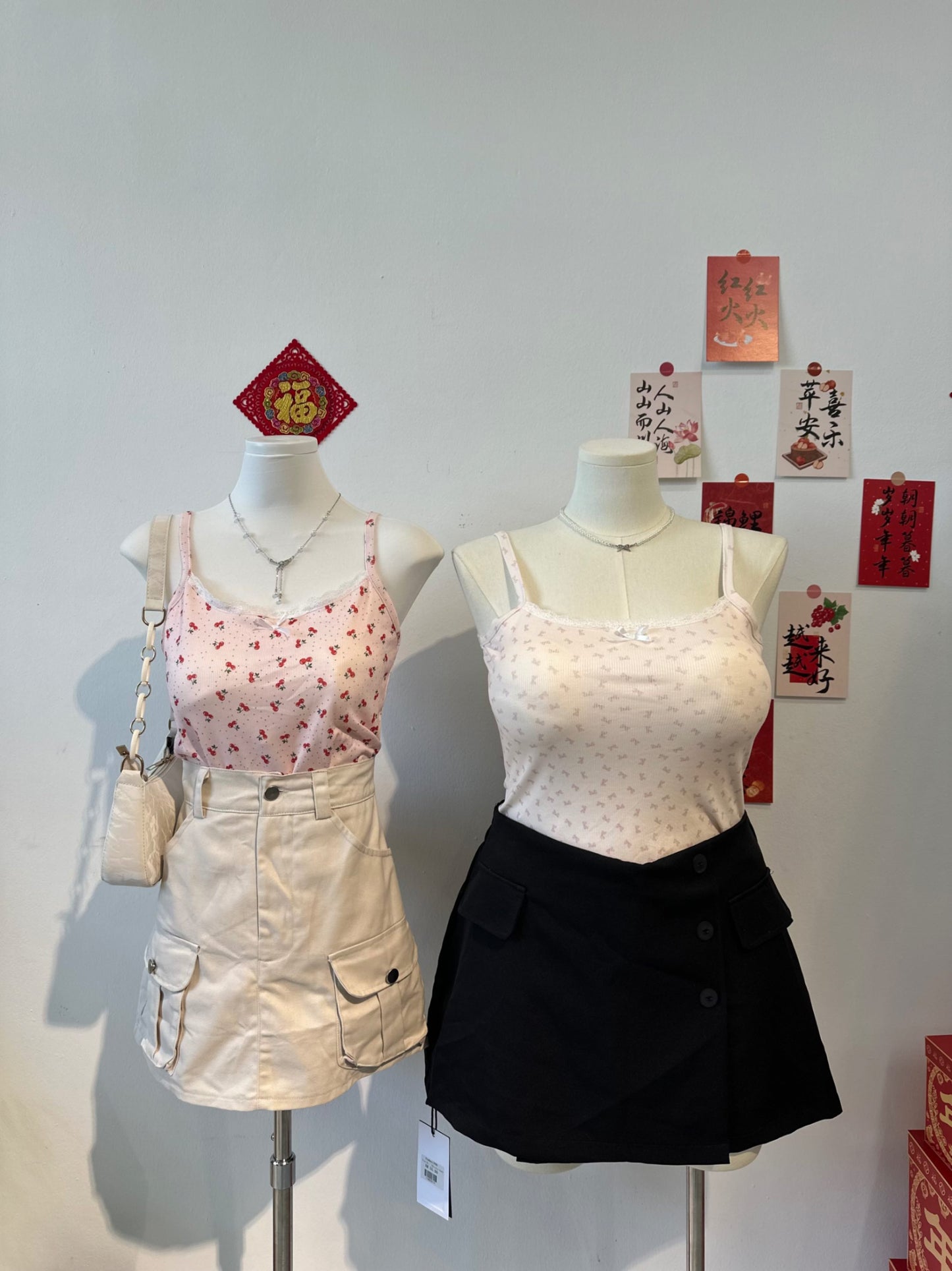 碎花吊带蕾丝上衣 #TC136