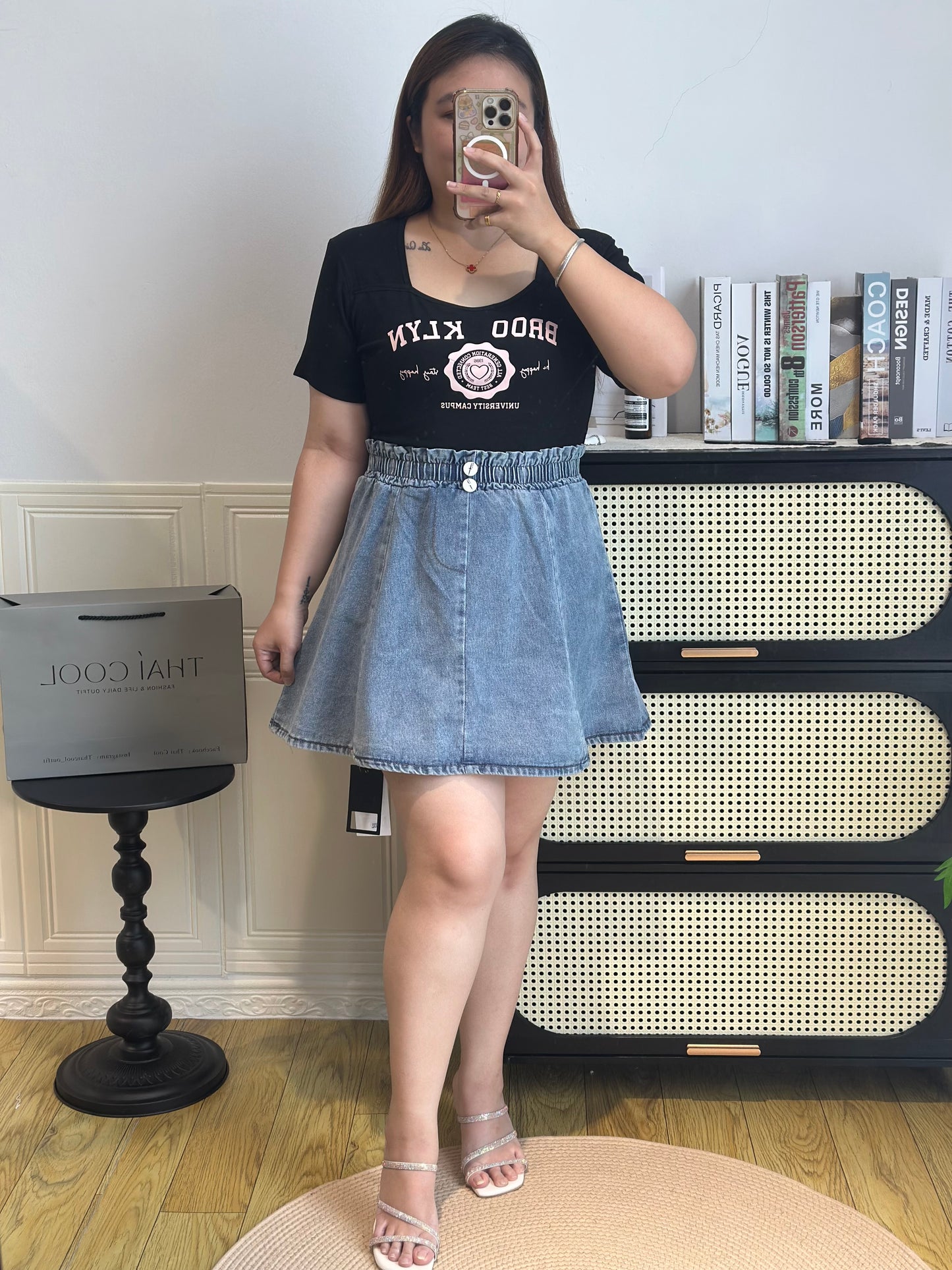 高腰牛仔A字短裙 #TC283