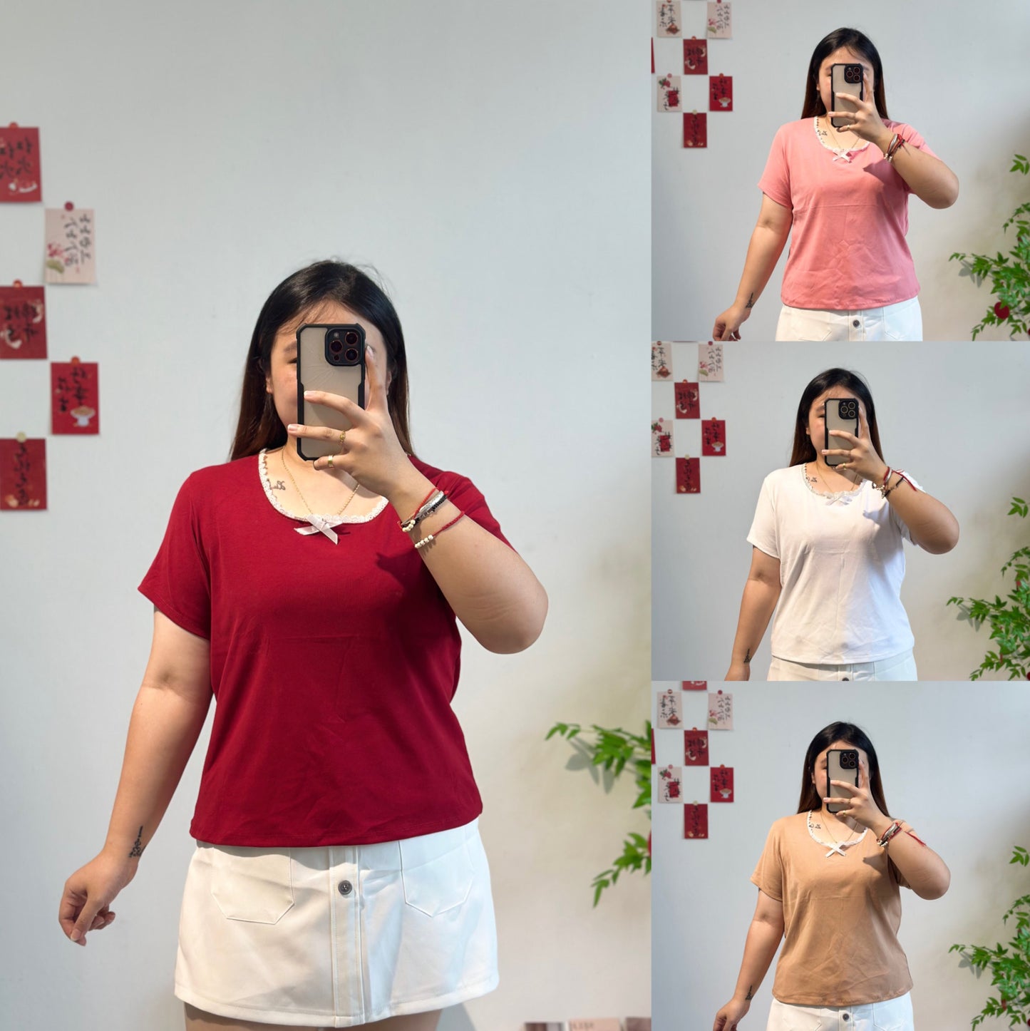 蕾丝边蝴蝶结上衣 #TC129