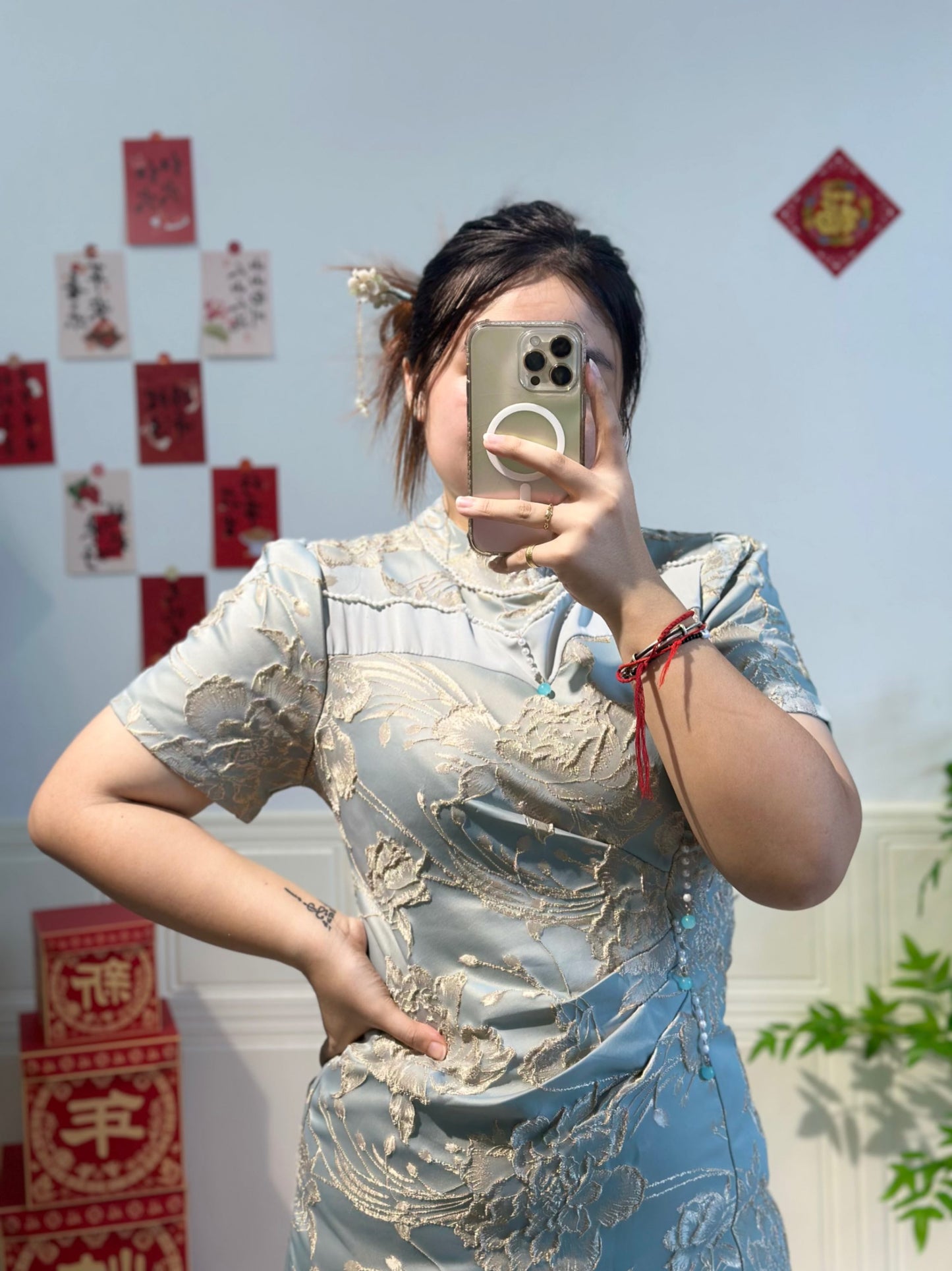 新中式立体提花旗袍 #TC193