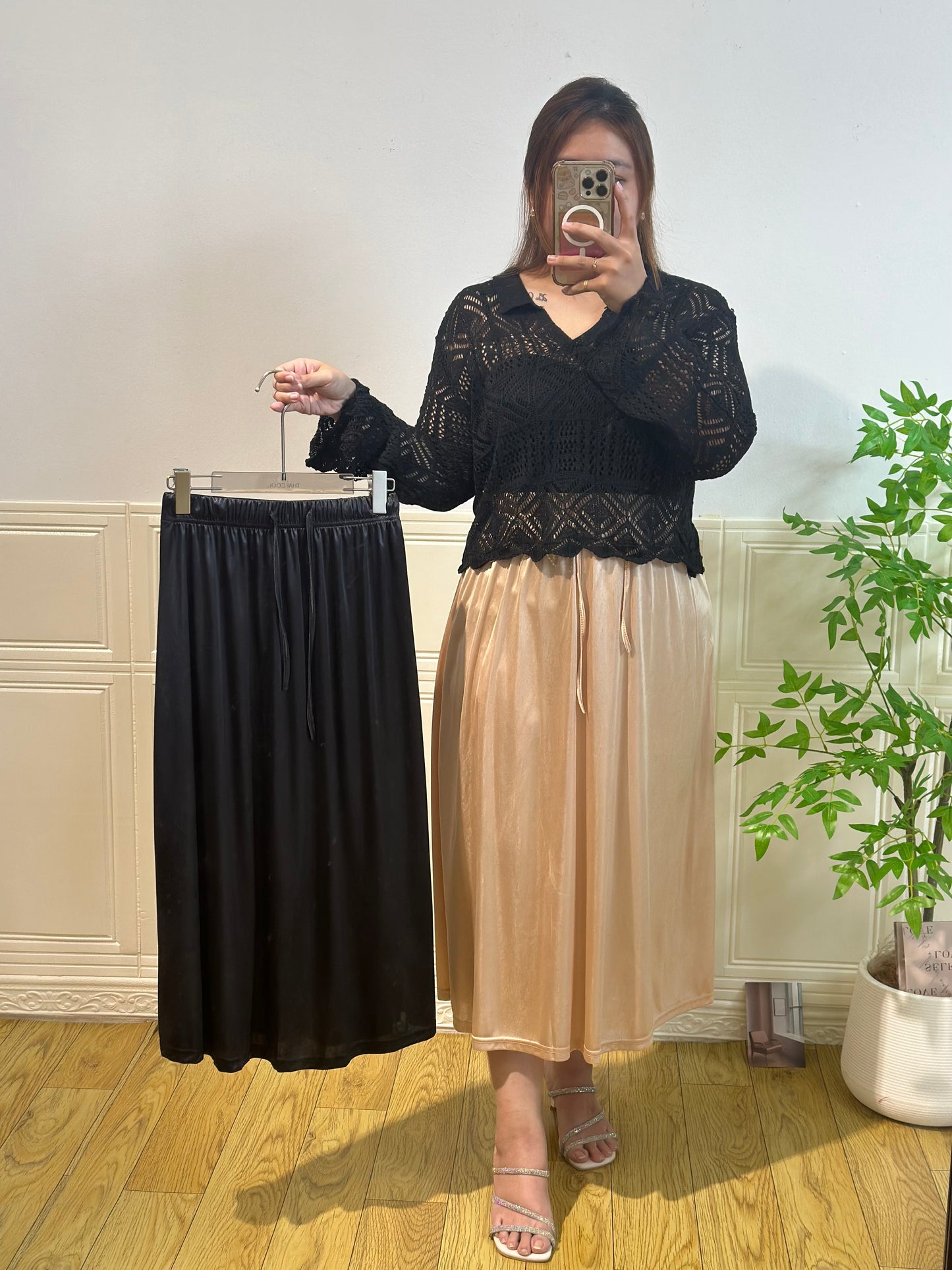 冰丝缎面半身裙 #TC264