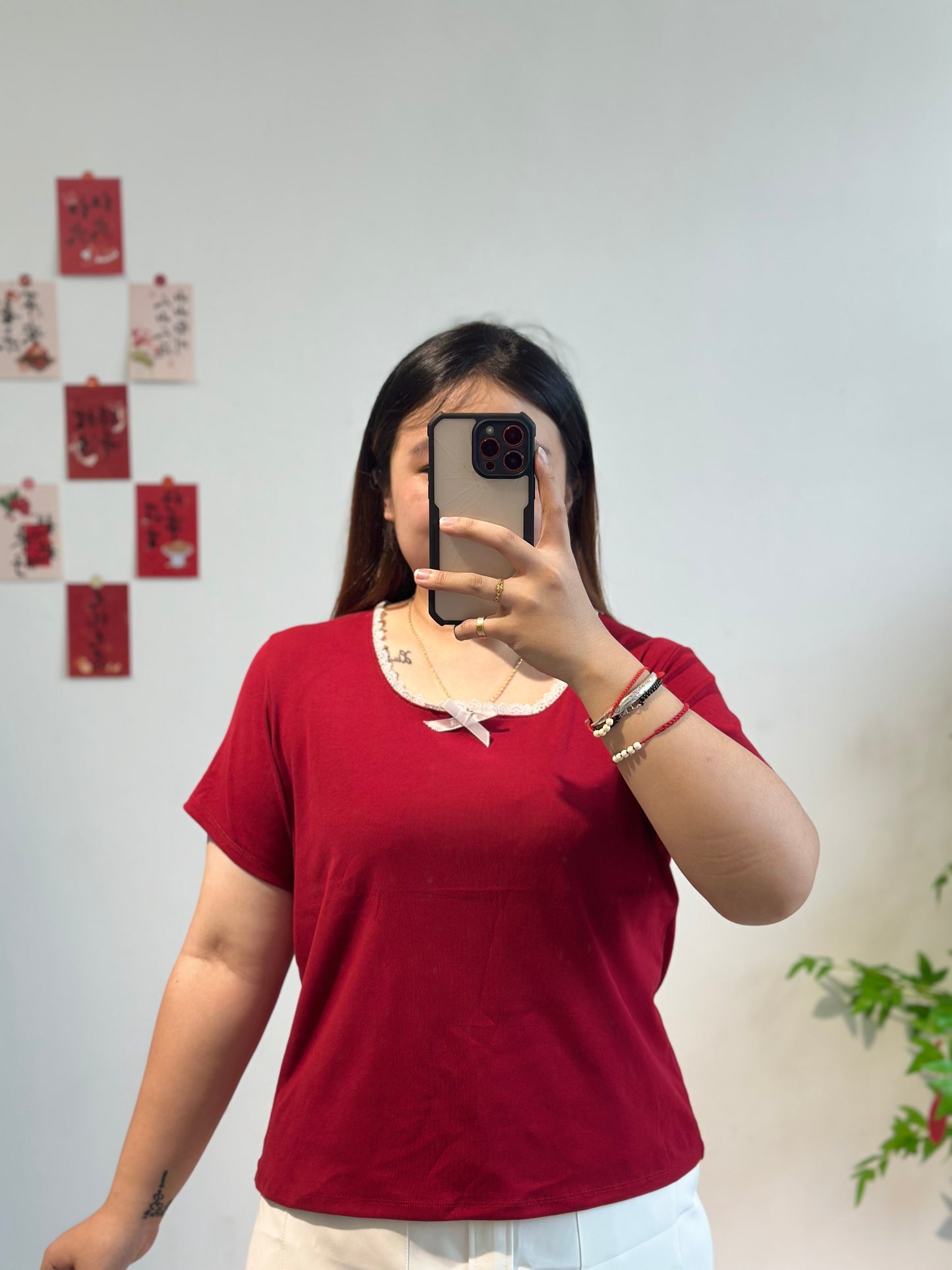 蕾丝边蝴蝶结上衣 #TC129