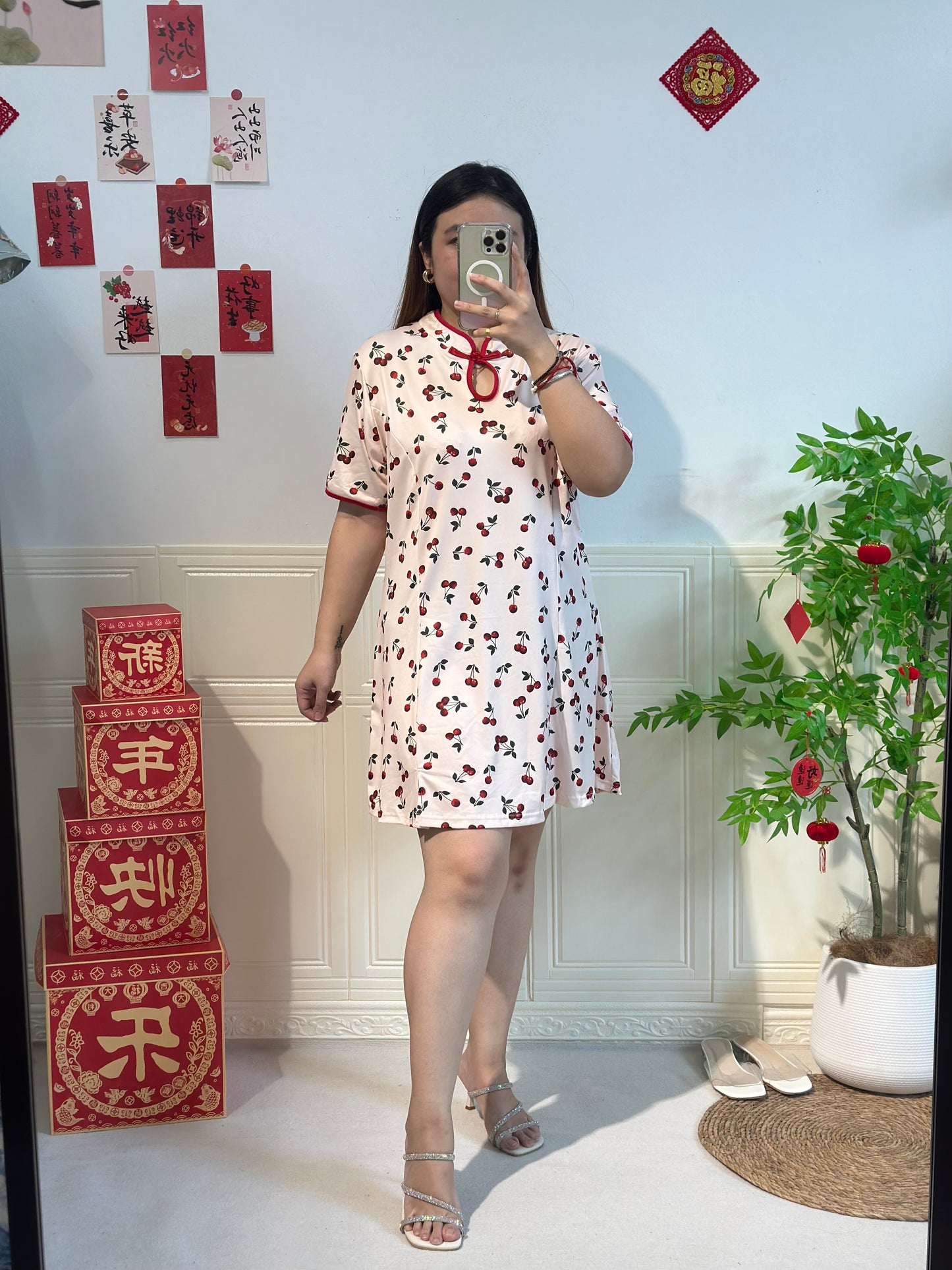 新中式车厘子旗袍 #TC200