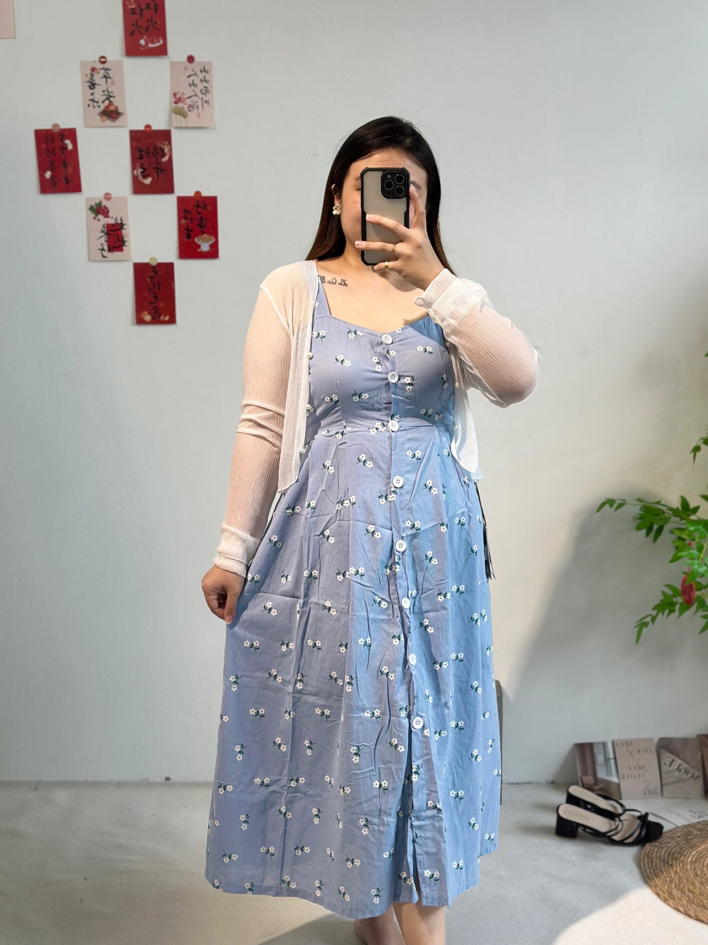 碎花吊带连衣长裙 #TC124