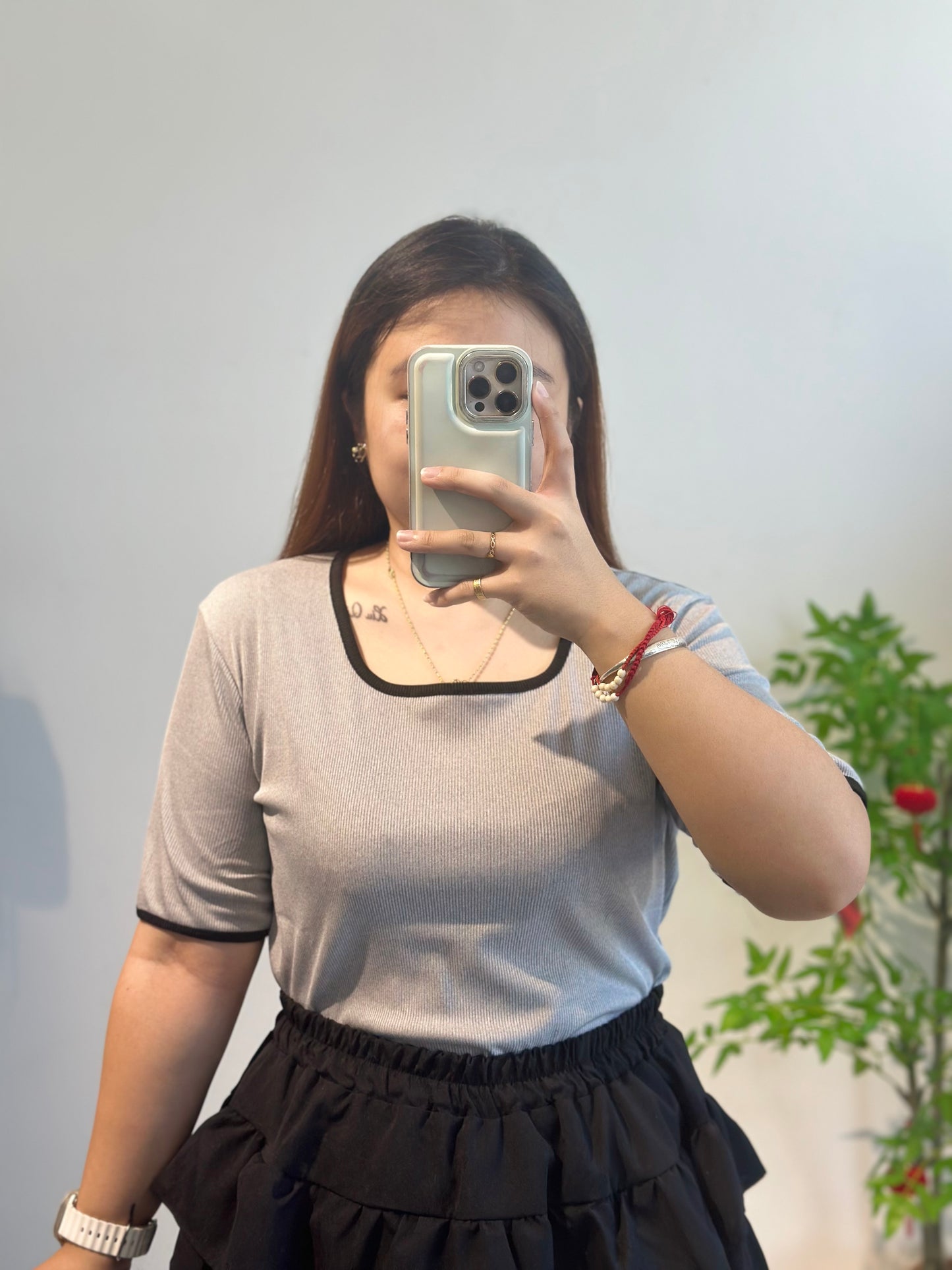 简约方领上衣 #ZB48