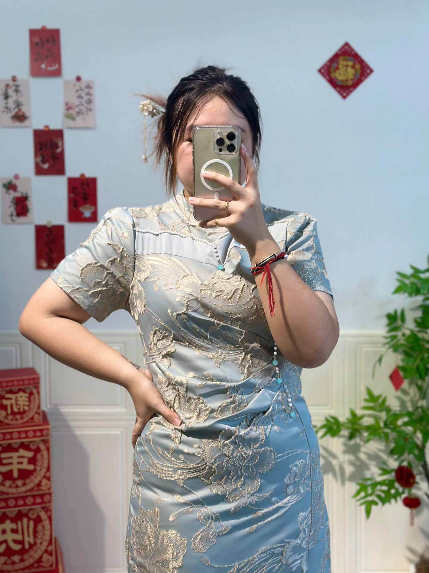 新中式立体提花旗袍 #TC193