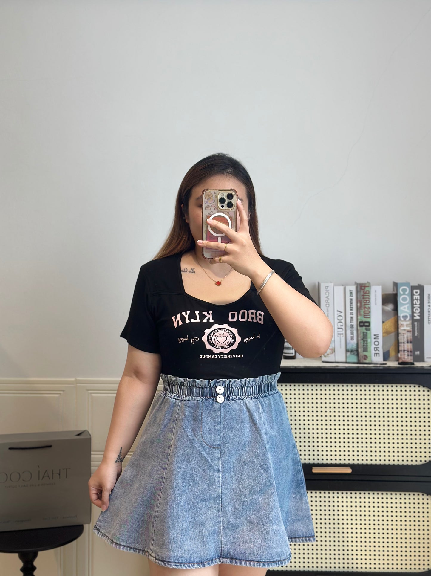 高腰牛仔A字短裙 #TC283