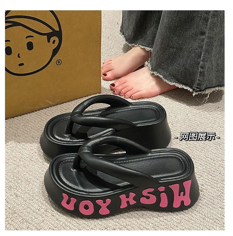 Ins风人字厚底拖鞋 #X6624