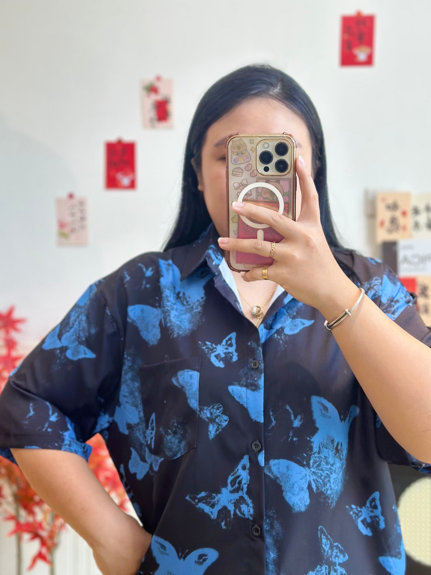 新中式男士蝴蝶水墨衬衫 #TC318