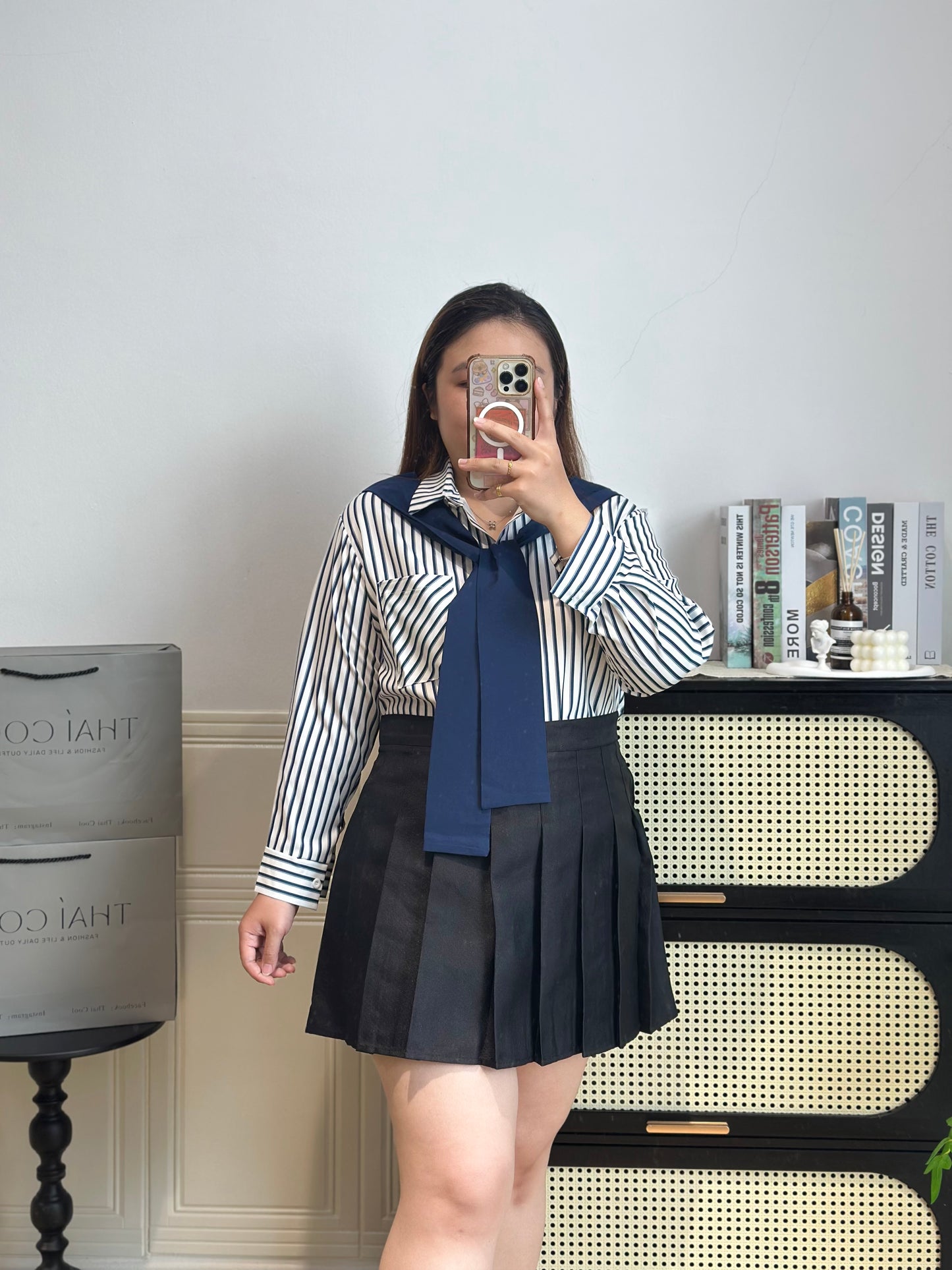 韩系假两件披肩衬衫 #TC299