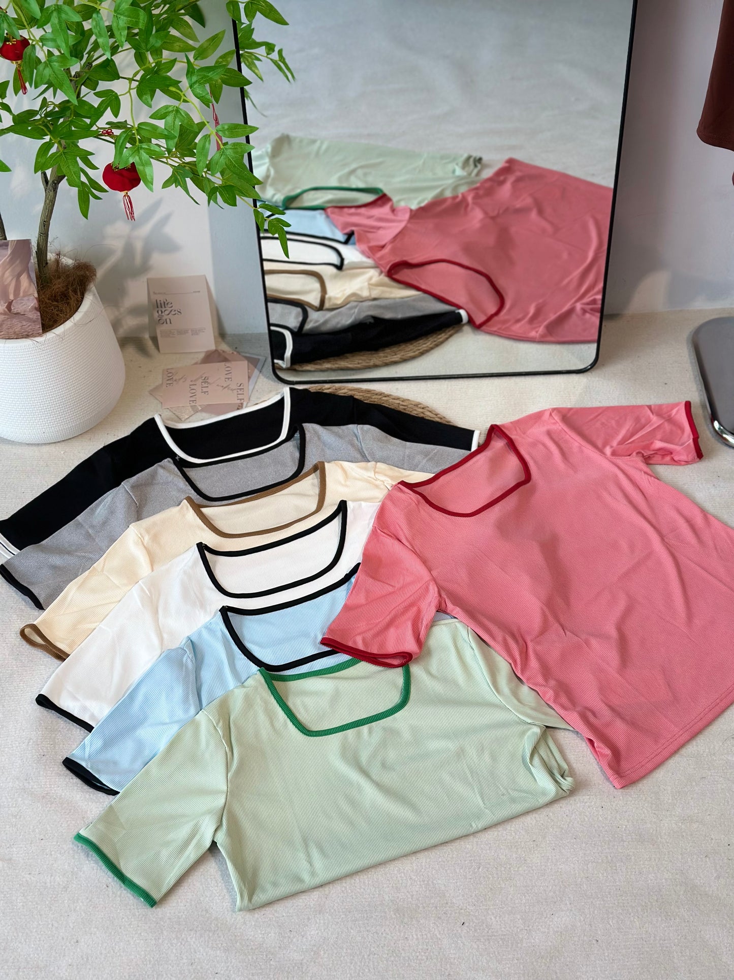 简约方领上衣 #ZB48