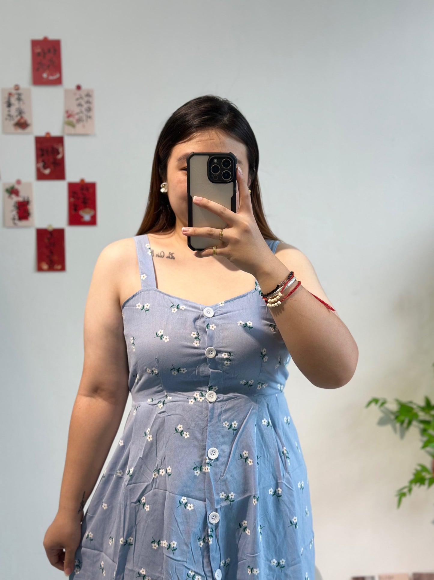 碎花吊带连衣长裙 #TC124