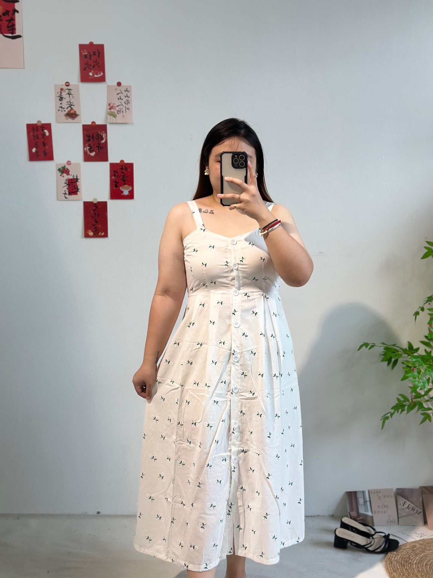 碎花吊带连衣长裙 #TC124