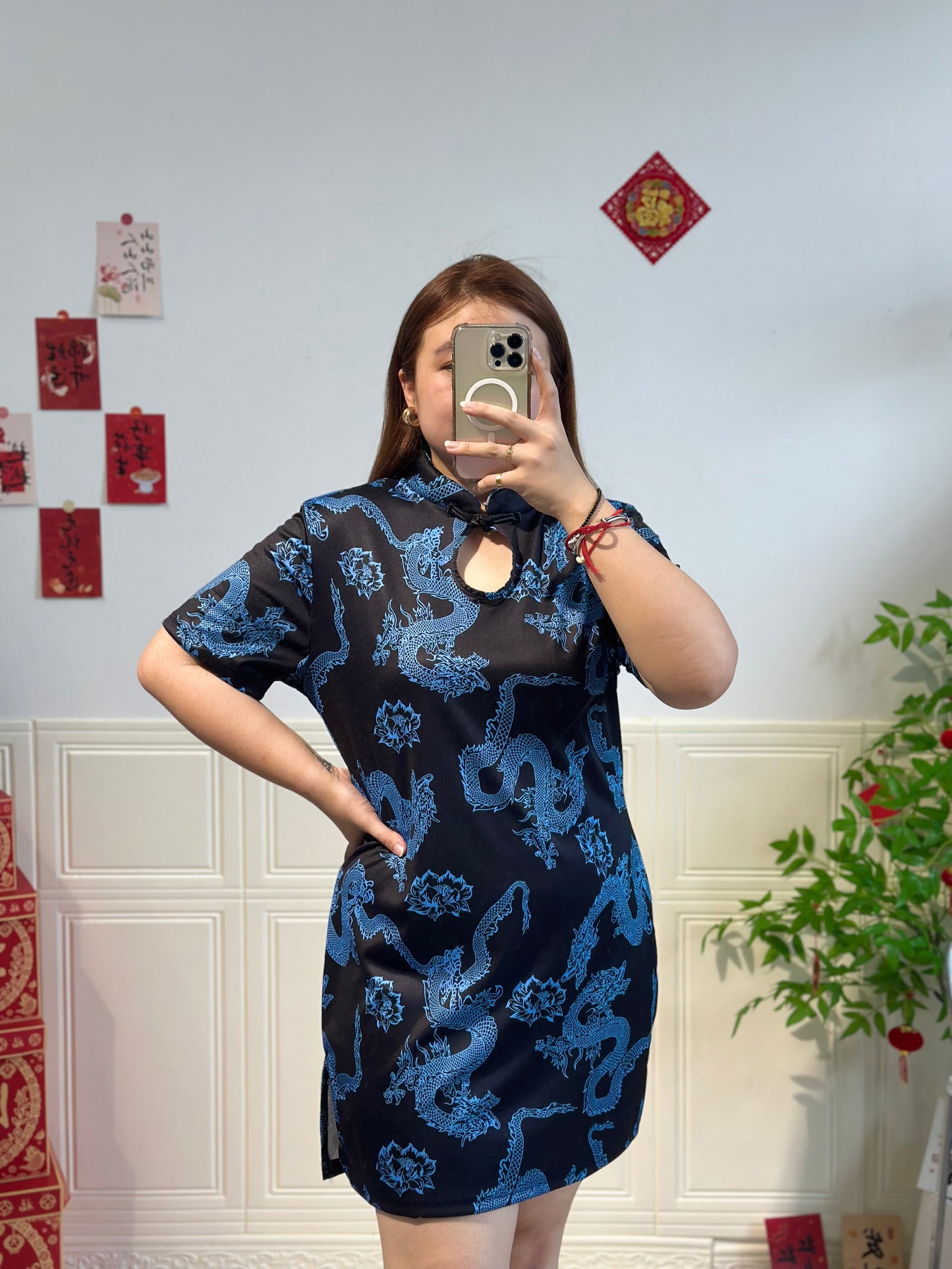 新中式冰丝龙纹旗袍 #TC231