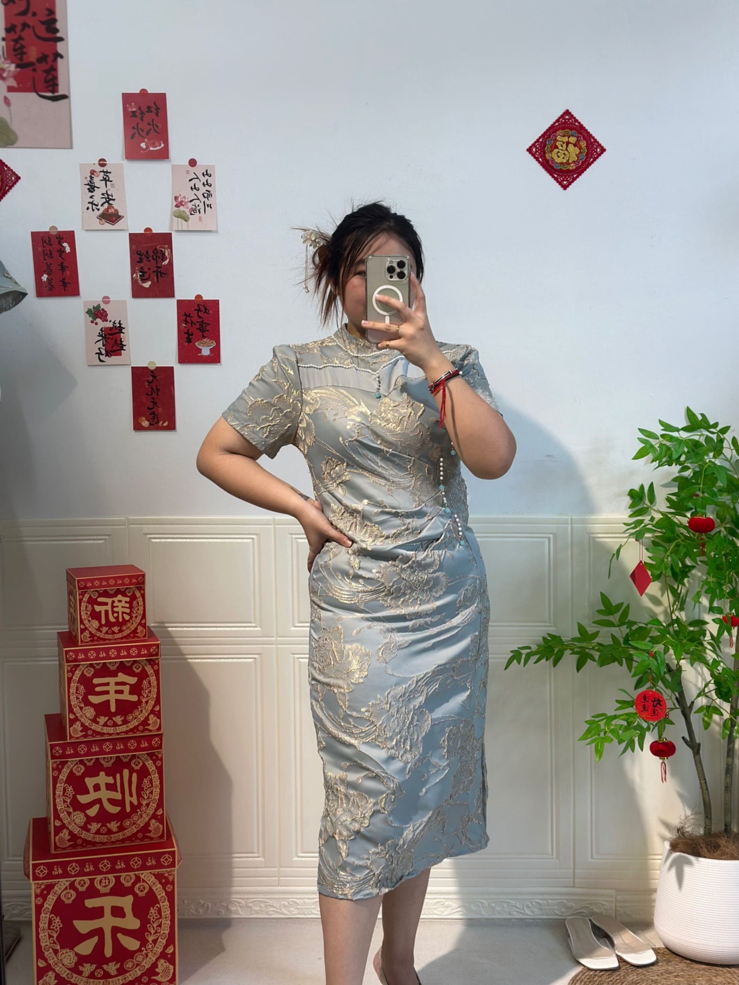 新中式立体提花旗袍 #TC193