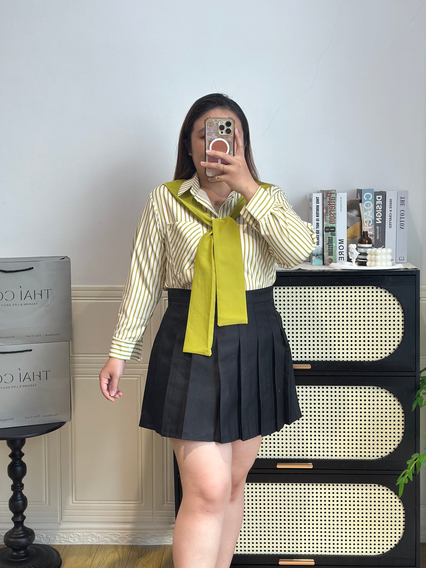 韩系假两件披肩衬衫 #TC299