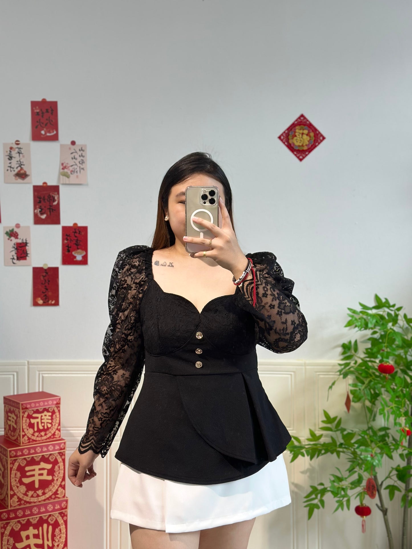 蕾丝公主袖上衣 #TC189